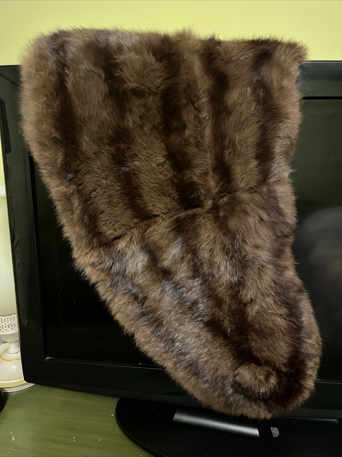VTG Genuine Brown/Black Russian SABLE Mink Fur Stole Wrap Cape GLAMOROUS 1950’S?