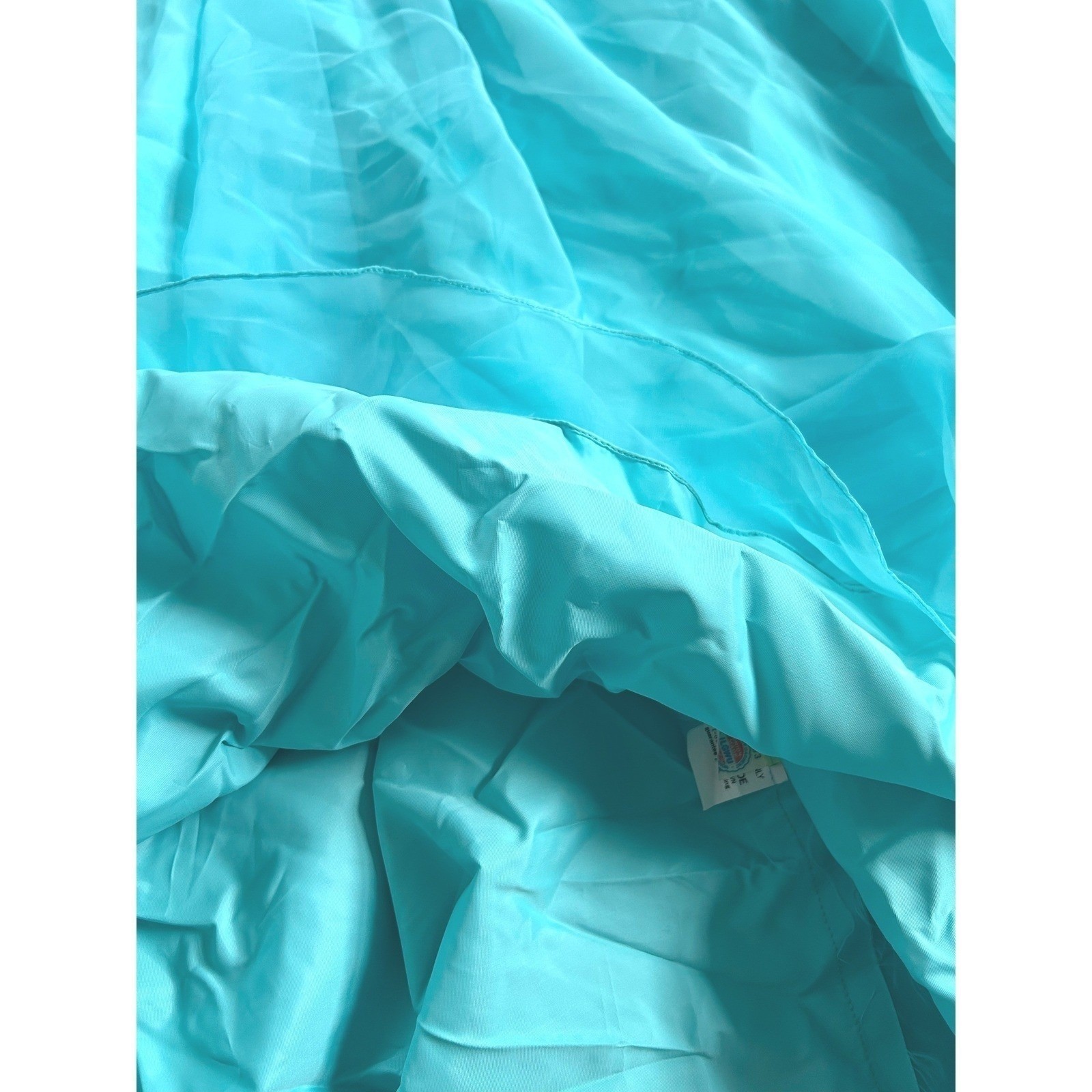 VTG Eve of Milady Formal Gown Bridesmaid Turquoise Embroidered Chiffon ILGWU 10