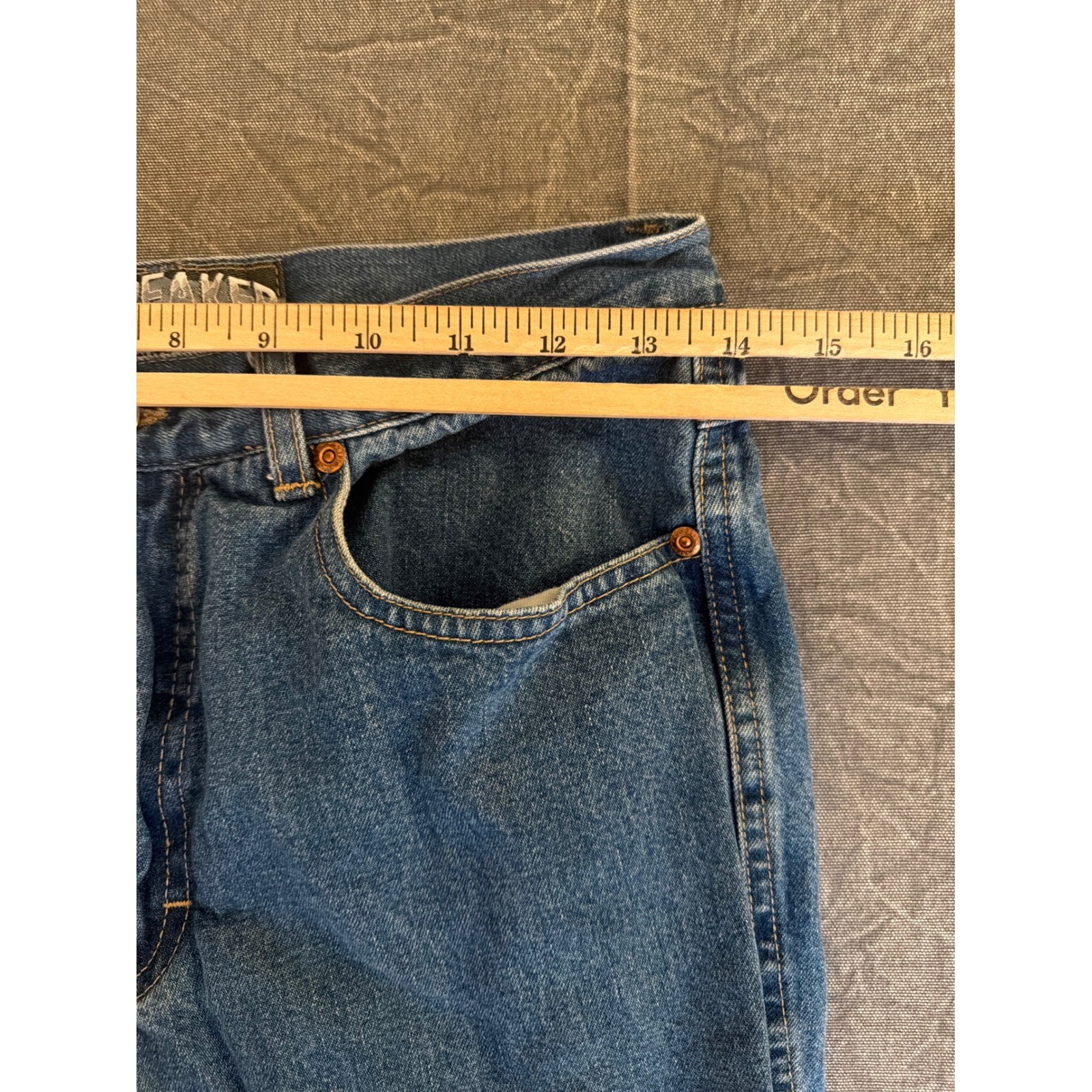 Vintage Breaker Jeans Womens 5/6 Medium Wash High Rise Cargo Flare Wide Leg 90s