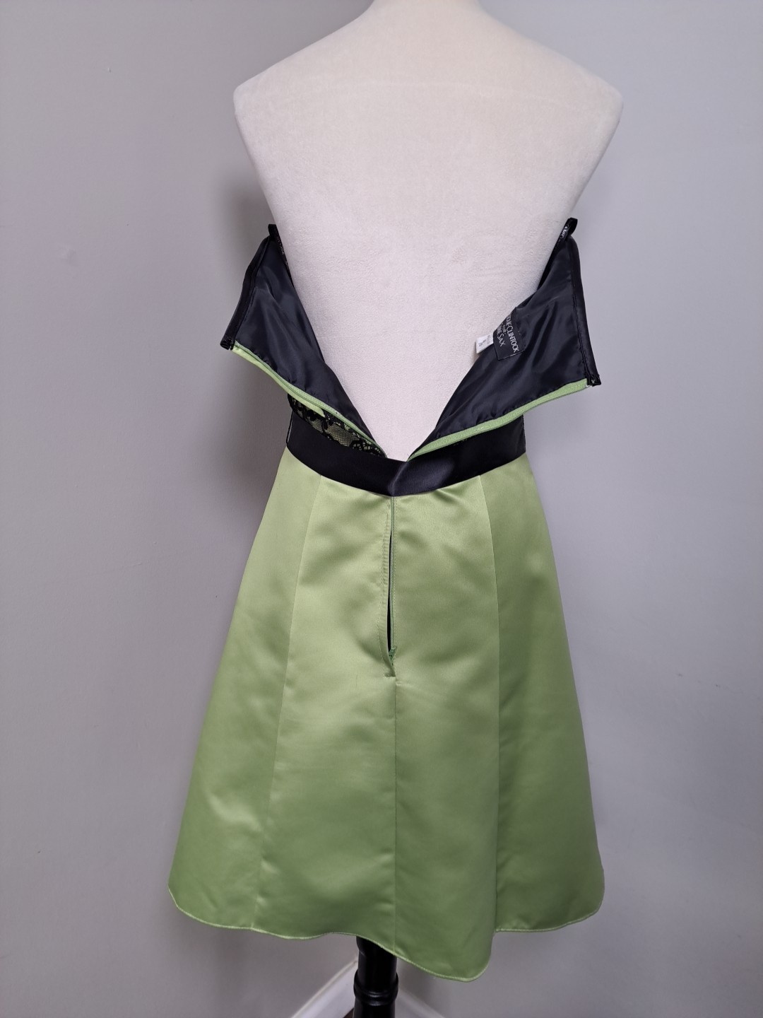 VTG Jessica McClintock Gunne Sax Dress Formal Prom Satin Lace Tulle Lime 9/10