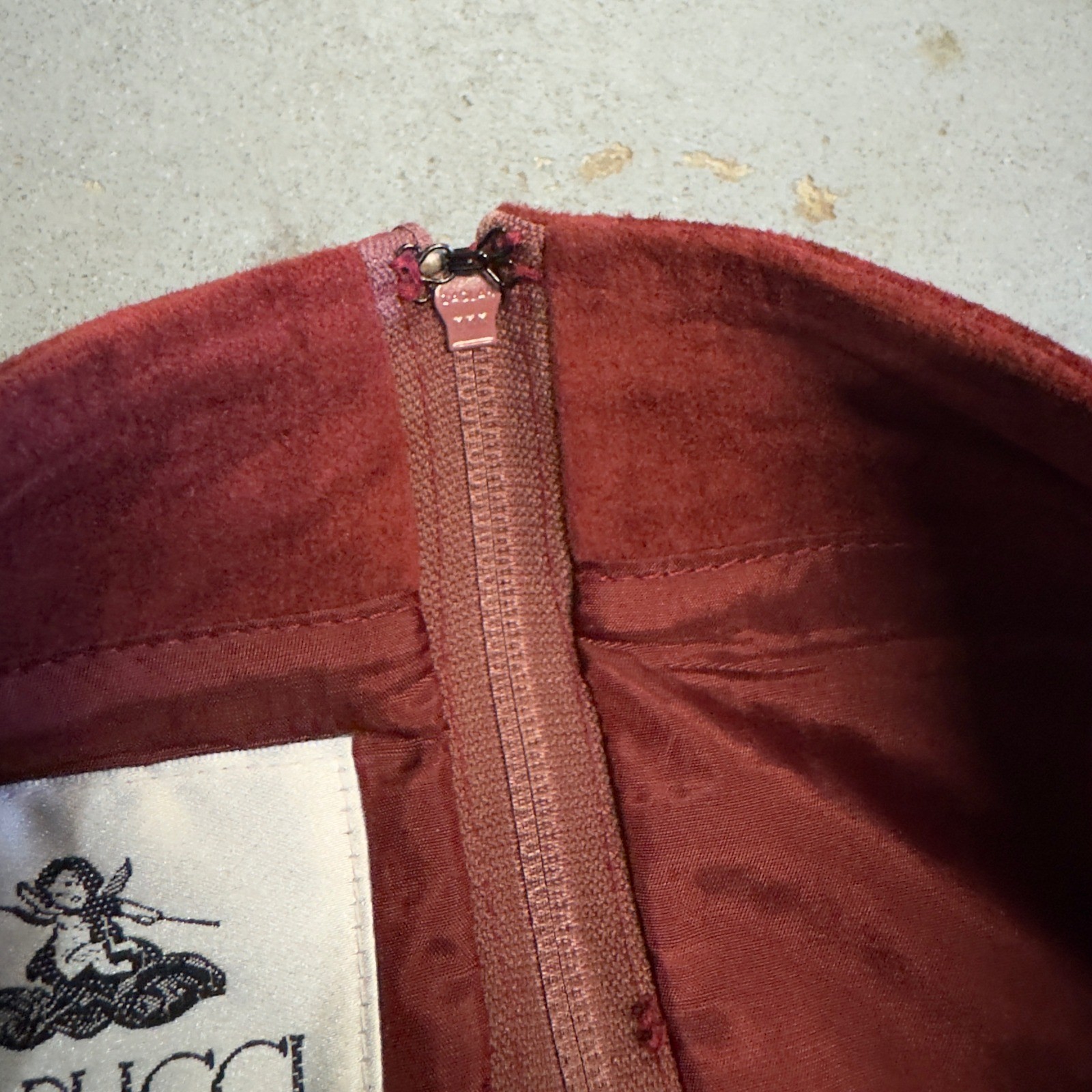 Pia Rucci Vintage Red Suede Leather Beaded Pencil Skirt Size 10 Rust Boho Midi