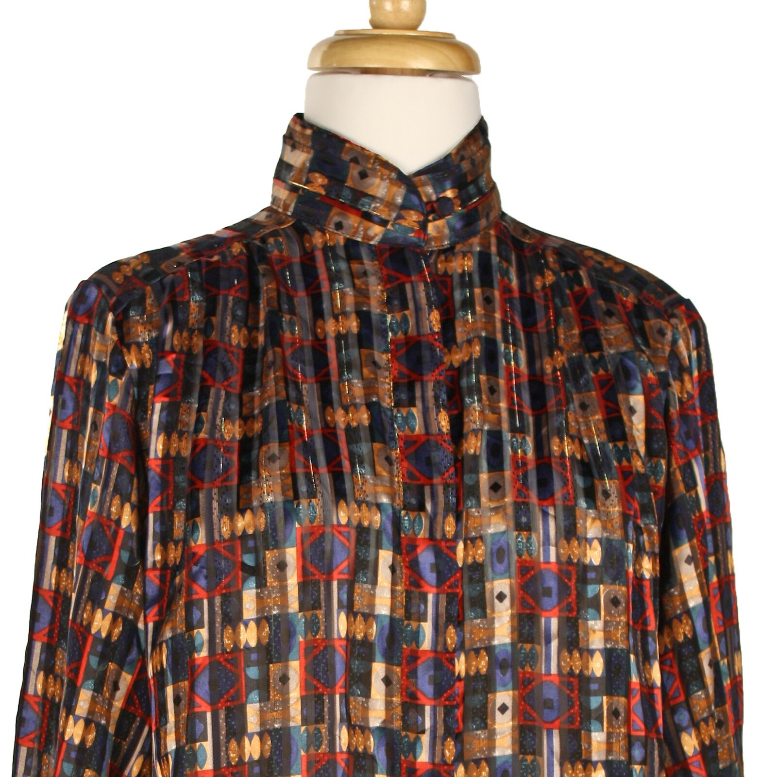 Vintage Yves St Clair Blouse Button Up High Neck Shimmer Graphic Sz 8P – Hey Viv