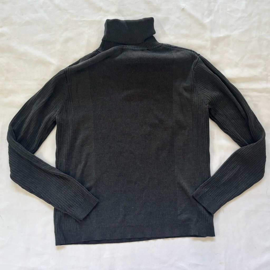 Carlisle Women’s Vintage Silk Blend Turtleneck Sweater in Charcoal Grey Sz M