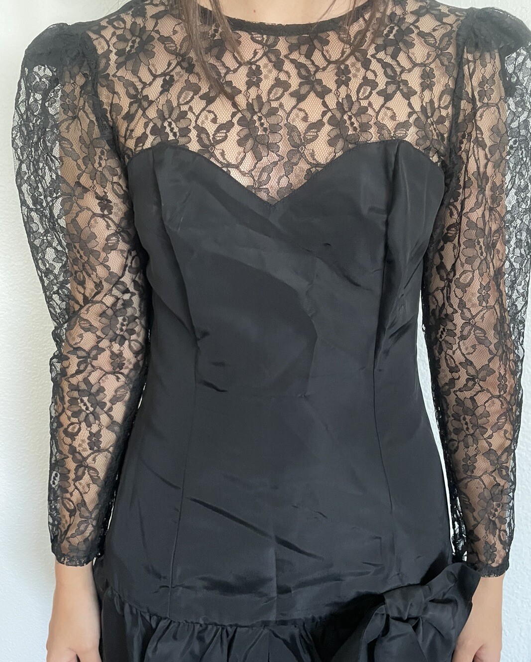 Vtg Joni Blair Of California 80’s-90’s Prom Cocktail Dress Lace Bow Layered Sz 9