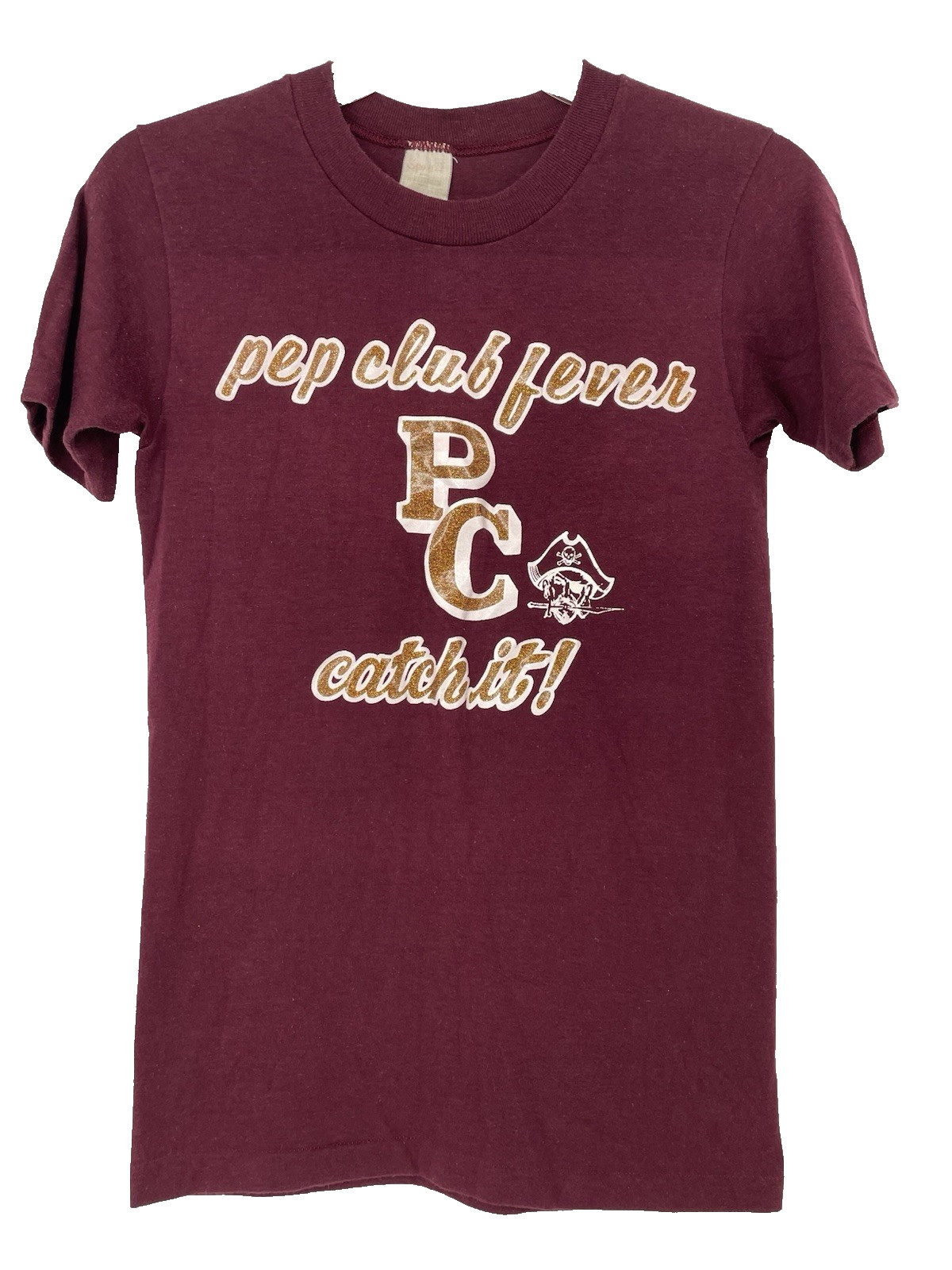 VTG 1970s Pep Club Glitter T Shirt Kentucky Hippie Indie High School sm/xs