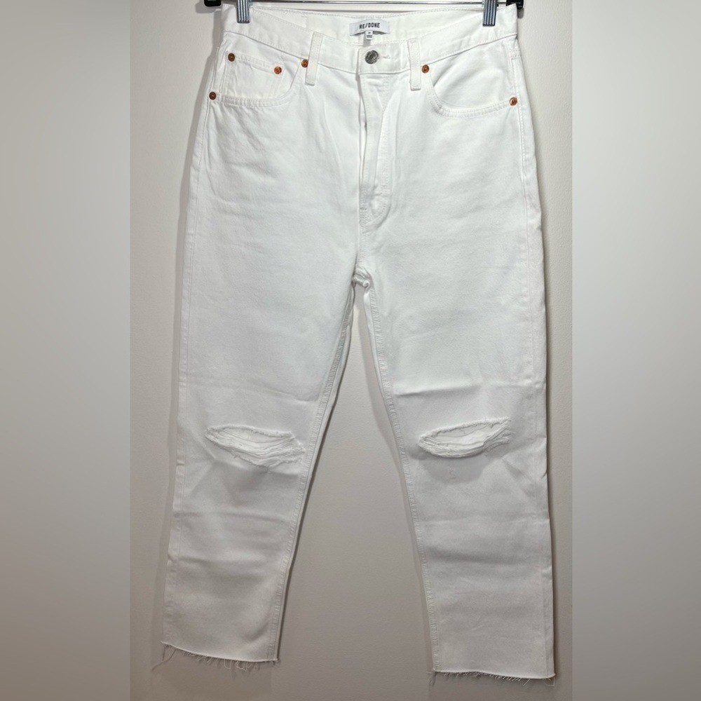 NWT RE/DONE Jeans Women’s Size 29 Originals 70s Stove Pipe in White Destroyed