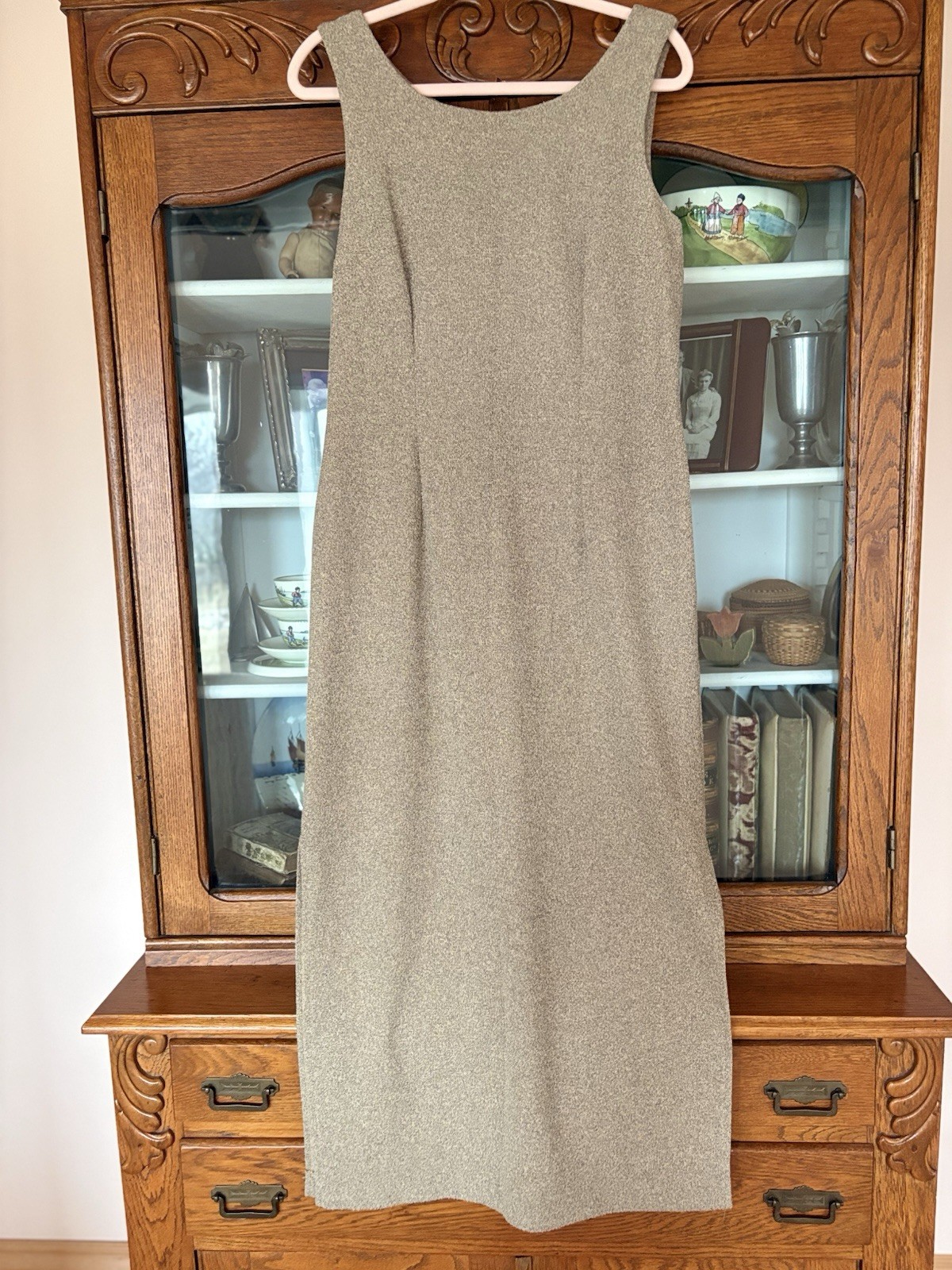 VTG LESLIE BELLE SIZE 10 Women Beige Long Dress With Matching Jacket