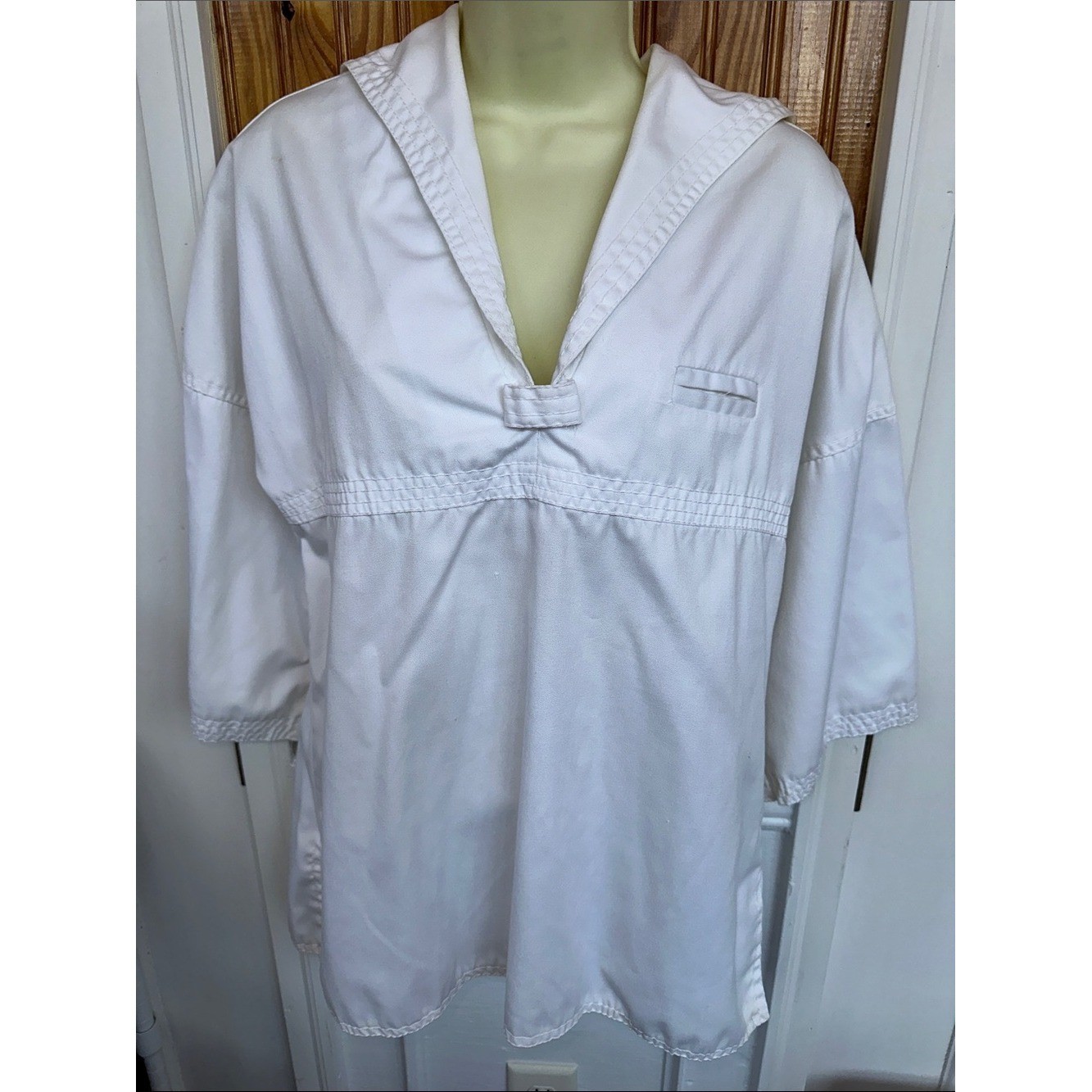 Vintage 60s/70s Patty Woodard White Sailor Collar Tunic Pullover Top/Jacket