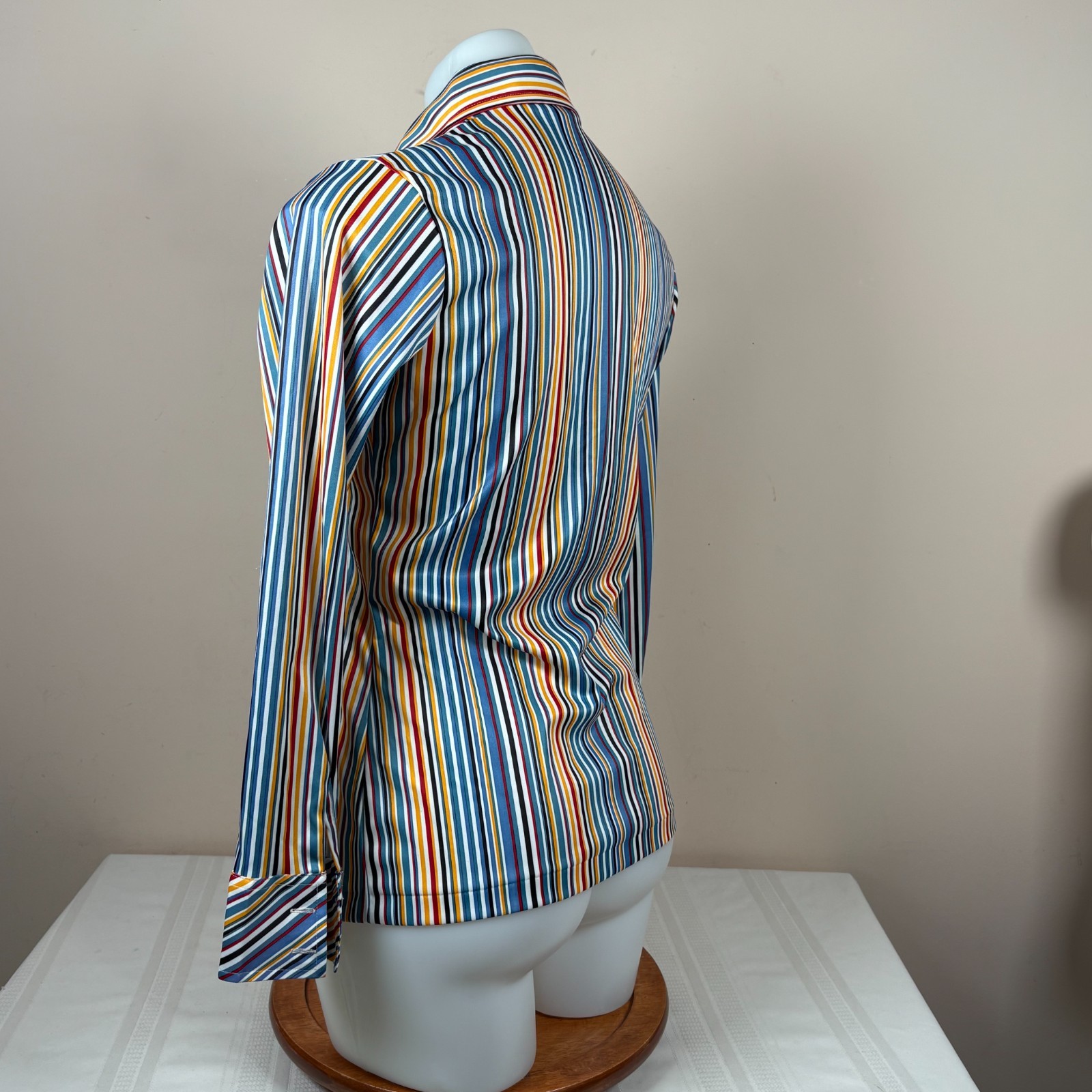 Vintage Queens Way to Fashion Striped Shirt Blouse Long Sleeve 1970s Size 30