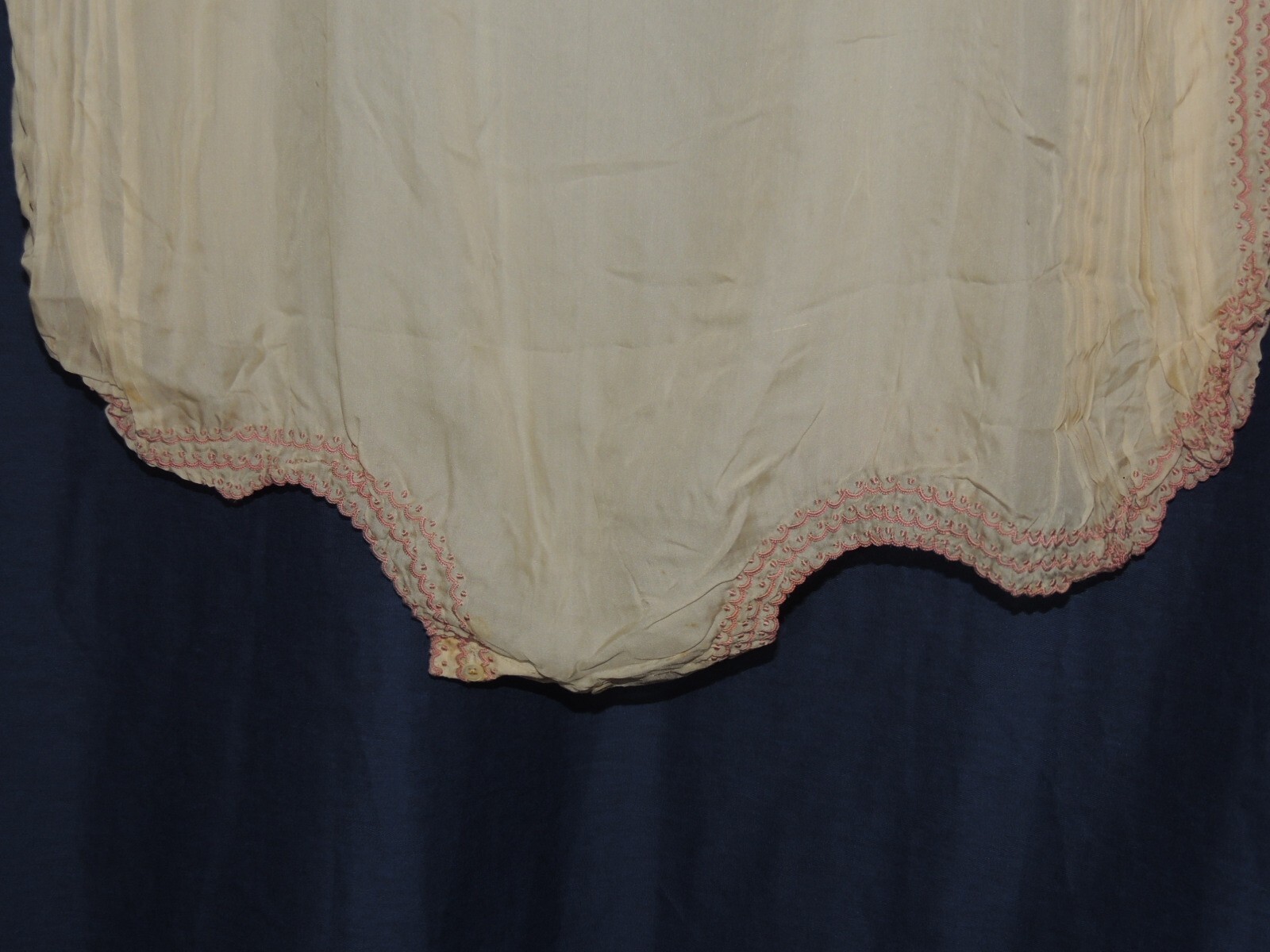 1920’s Ivory Silk W Pink Embroidery Step In / Chemise / Bloomers MED