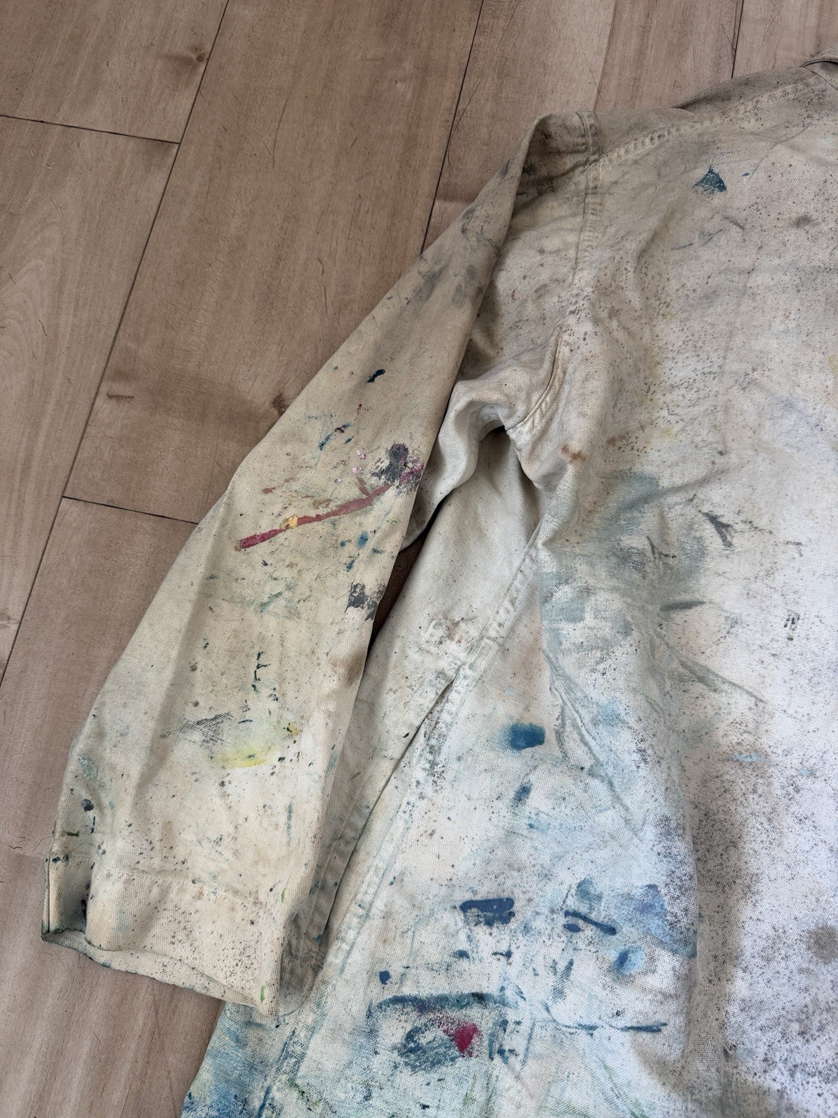 Vintage 60s Artist Painter Craftsman Canvas Smock Jacket Coat – Size 40 Thrashed