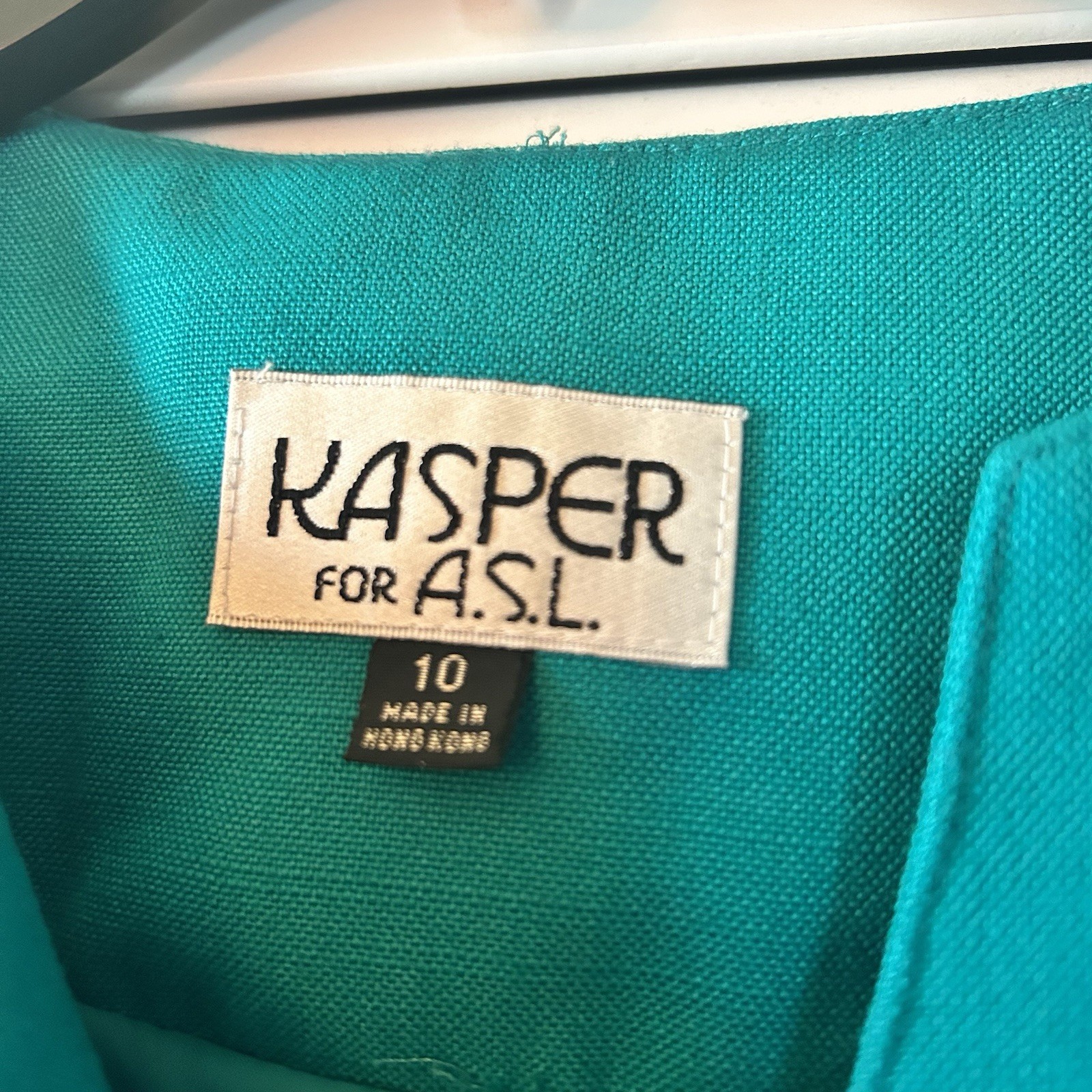 Vintage 90s Kasper For ASL Teal Green Structured Lined Dress 10 Secretary Career