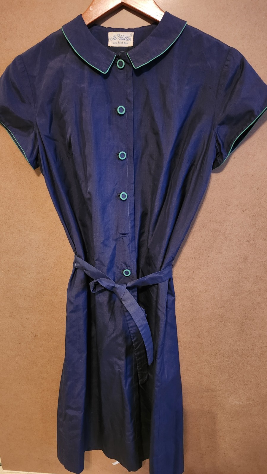 McMullen 100% Silk Shirt Dress vintage From The 50’s/60’s D11