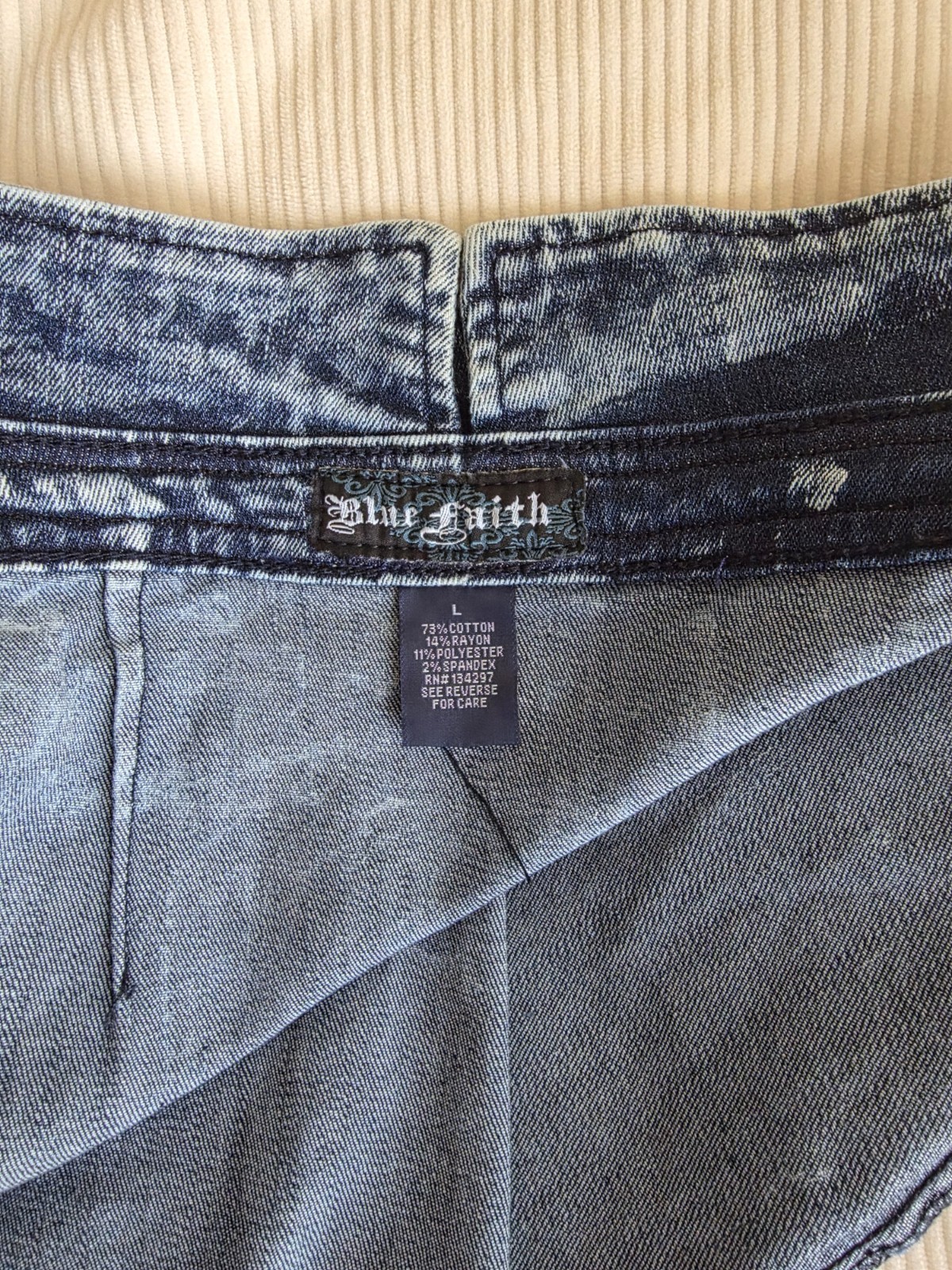 Faith Blue Vintage 80’s 90’s Acid Wash Denim Pencil midi Sz L Nwt