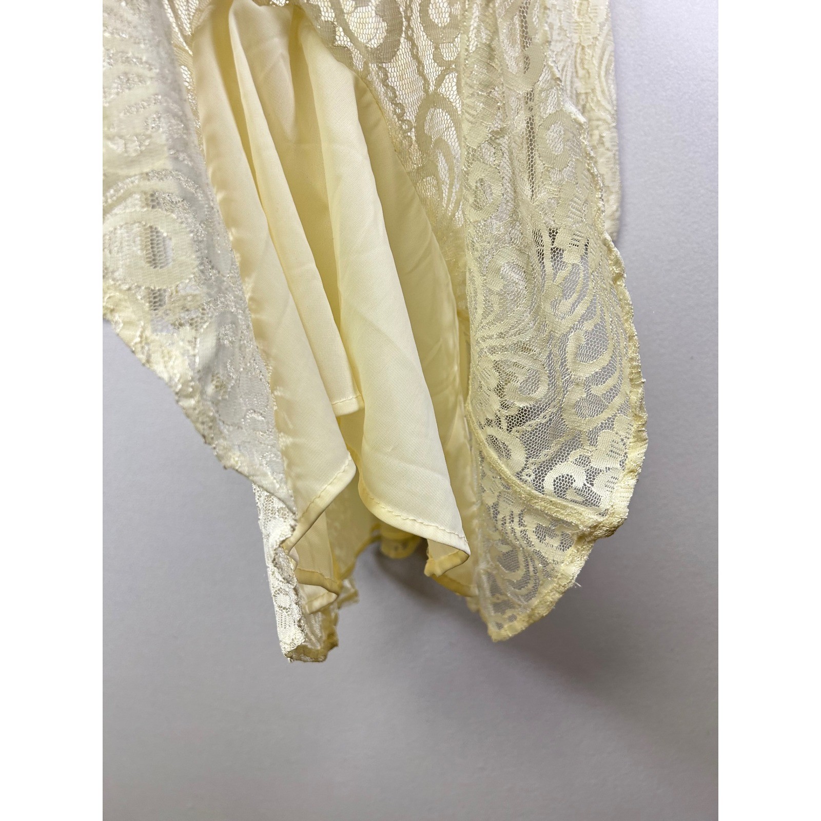 All That Jazz Lace Dress Women 13/14 Cream Ivory Vintage Tiered Long Sleeve