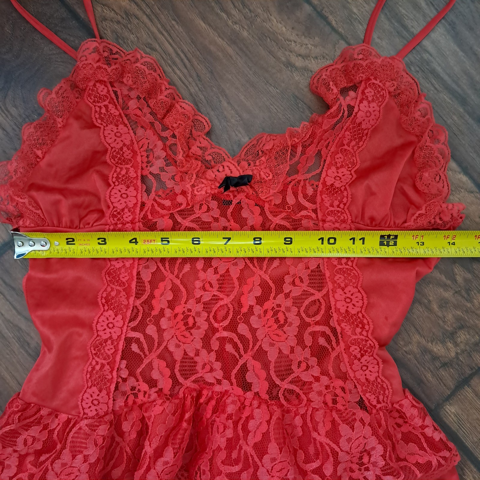 Traffic Jam Vintage 1990s Nylon Red Lace Teddy Women’s Small With Train