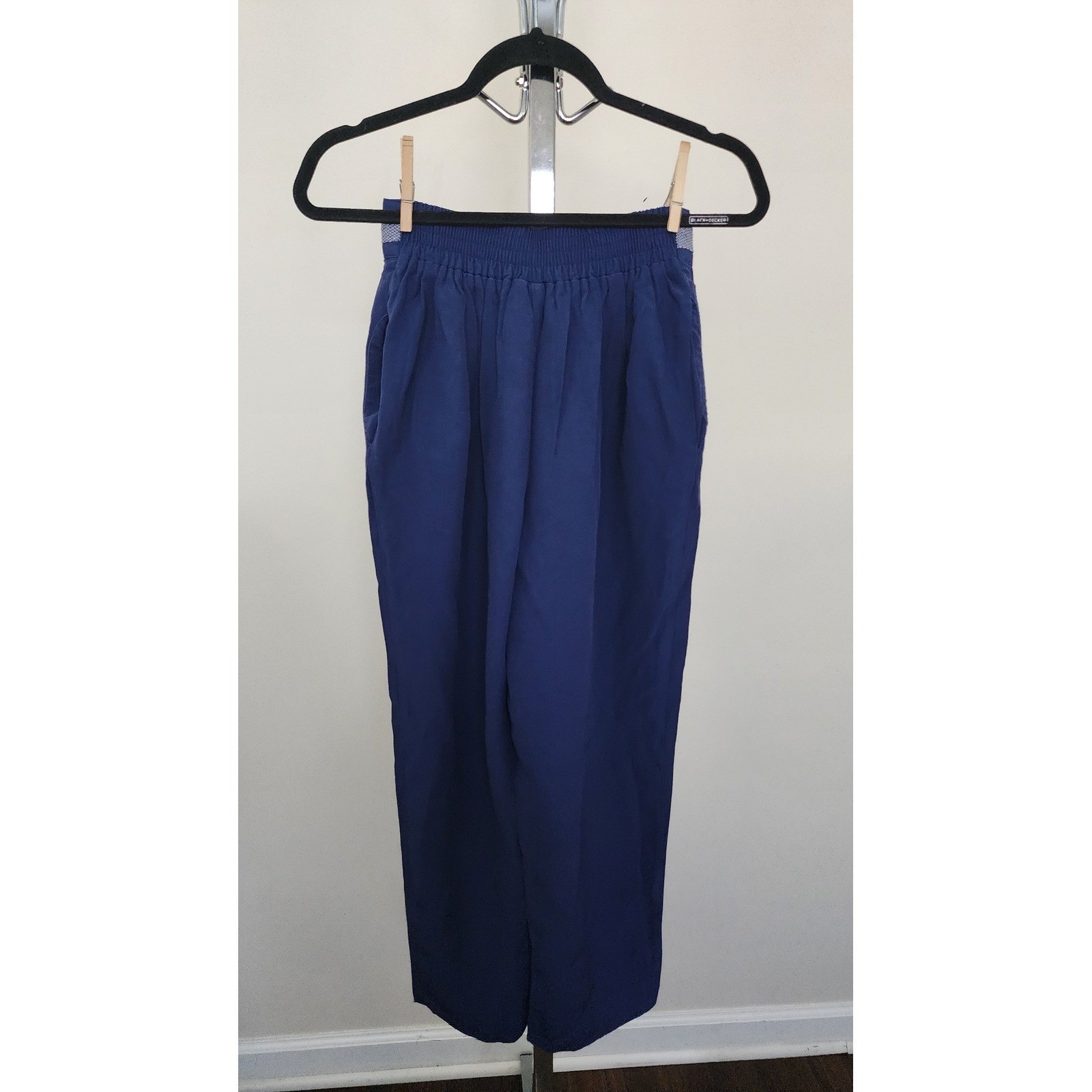 Maren Vintage High Waisted Pleated Tapered Trousers Royal Blue Small Made in USA