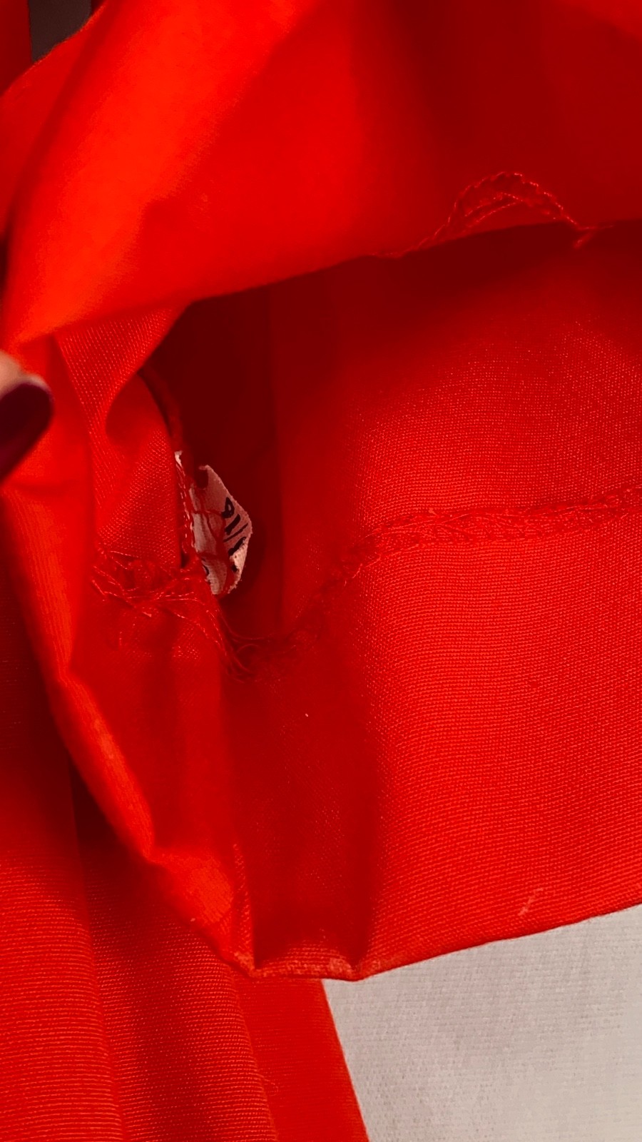 Vintage 1970s red midi dress 3/4 sleeve heavy cotton A line shirt pockets M L