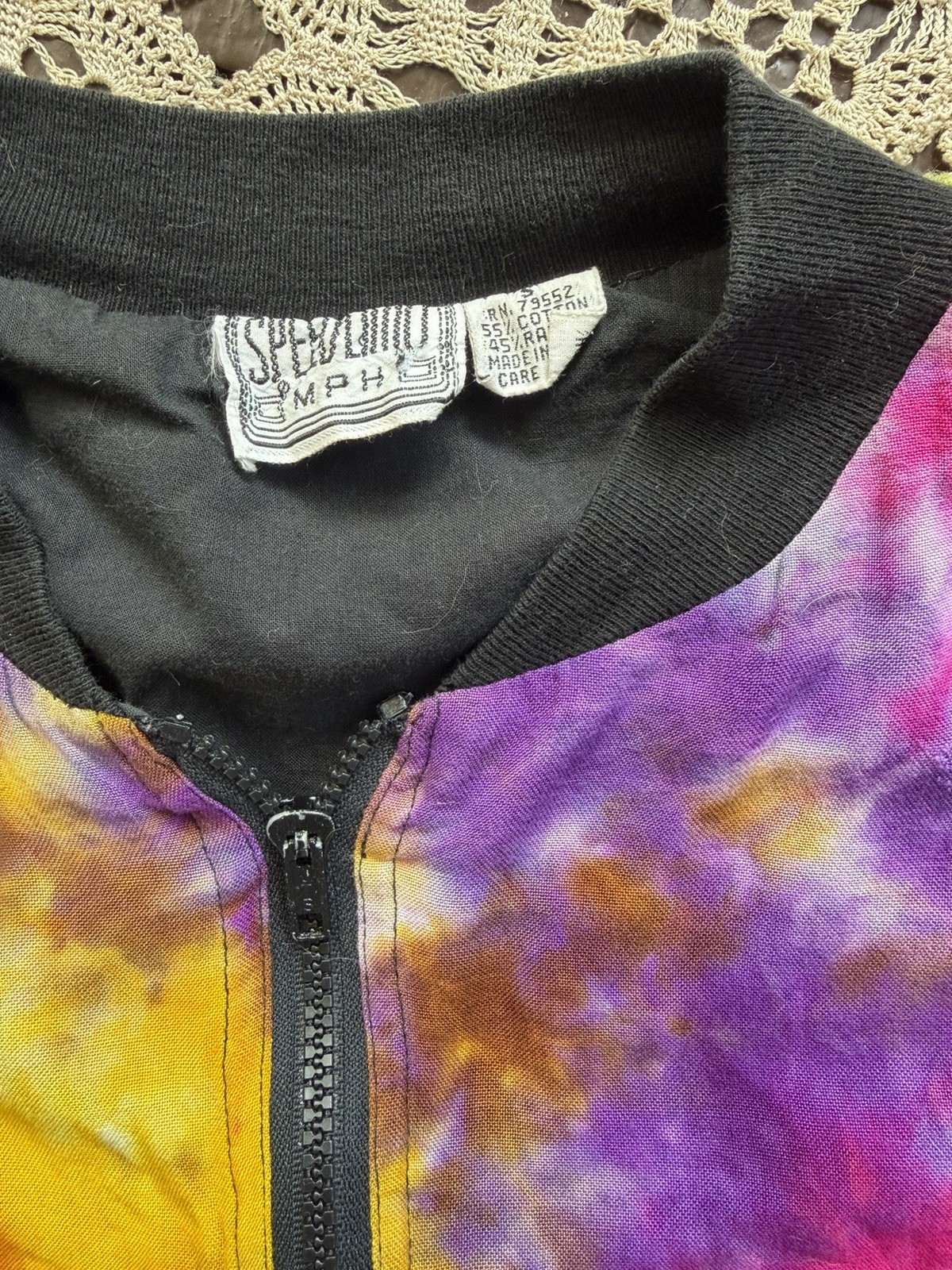 Vintage ‘80s ‘90s Tie Dye Bomber Jacket Soft Rayon India S/M/L
