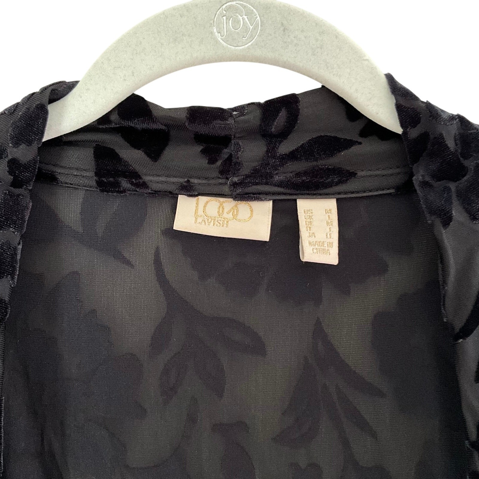 Logo Lavish Black Floral Velvet Duster: 90s, Y2K