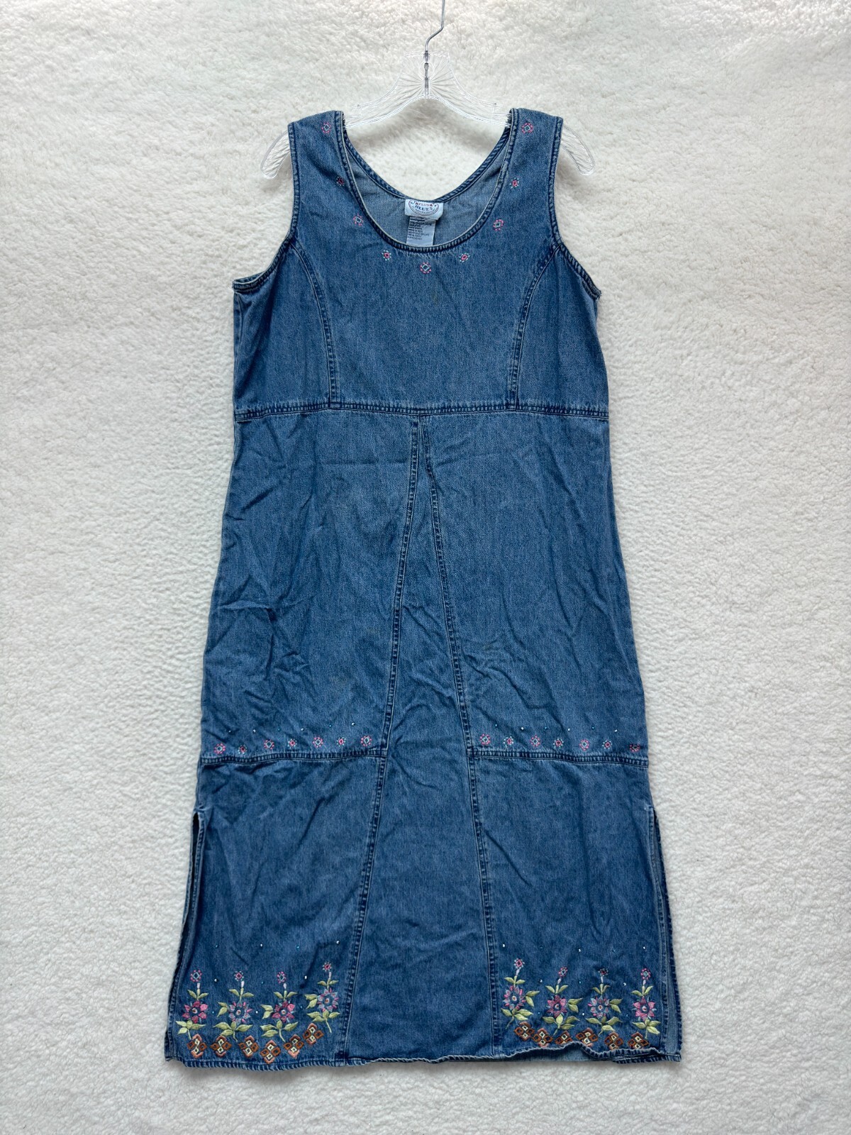 Vintage Jumper Maxi Dress XL 14 16 Denim Cottagecore Prairie Grandma Western