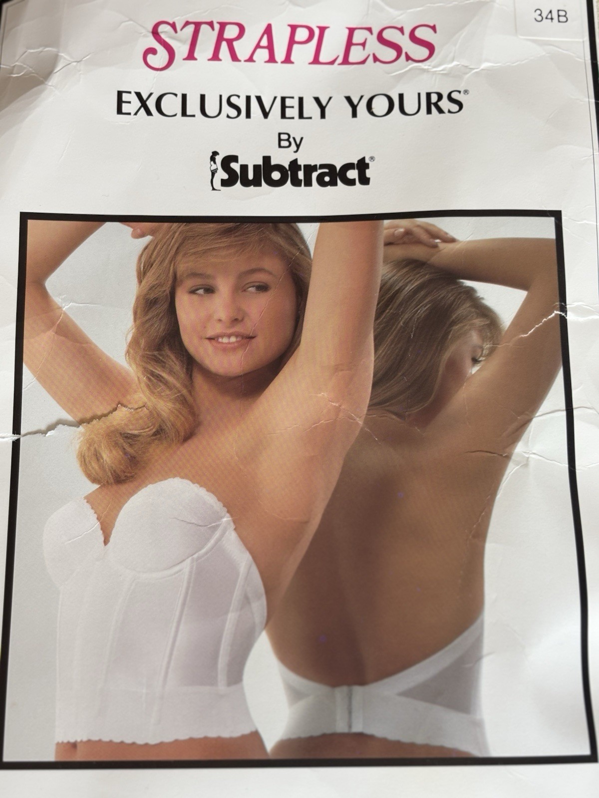EXCLUSIVELY YOURS SUBTRACT 7894 WHITE longline strapless BRA BONED BUSTIER 34 B