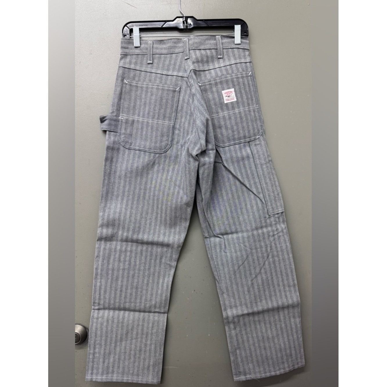 Vintage Deadstock 1970s Pointer Hickory Striped Denim Carpenter Jeans 28X31