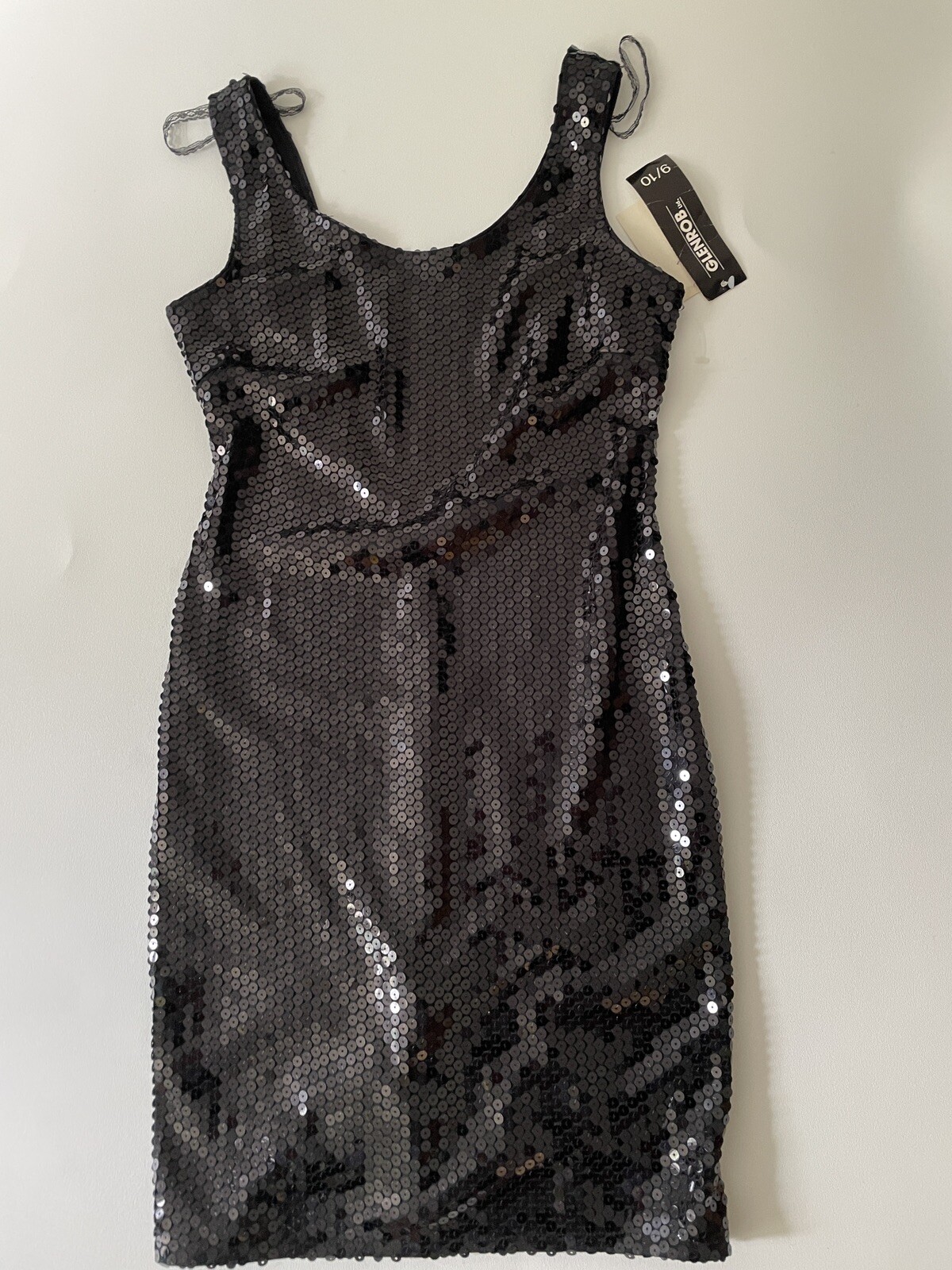 Vintage Y2k Dress Sequin Bodycon Backless By GlenRob Home Coming Evening Black