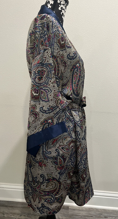 VTG 80’s Body Drama Lingerie Women’s Multicolored Paisley Print Kimono SS Robe M