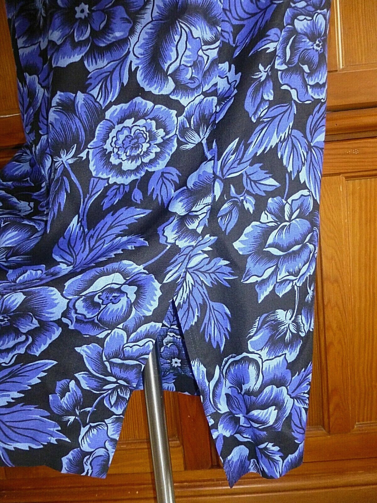 VTG 80s Midnight Floral Garden Print Dolman Slv midi BoHo Belted DRESS pockets