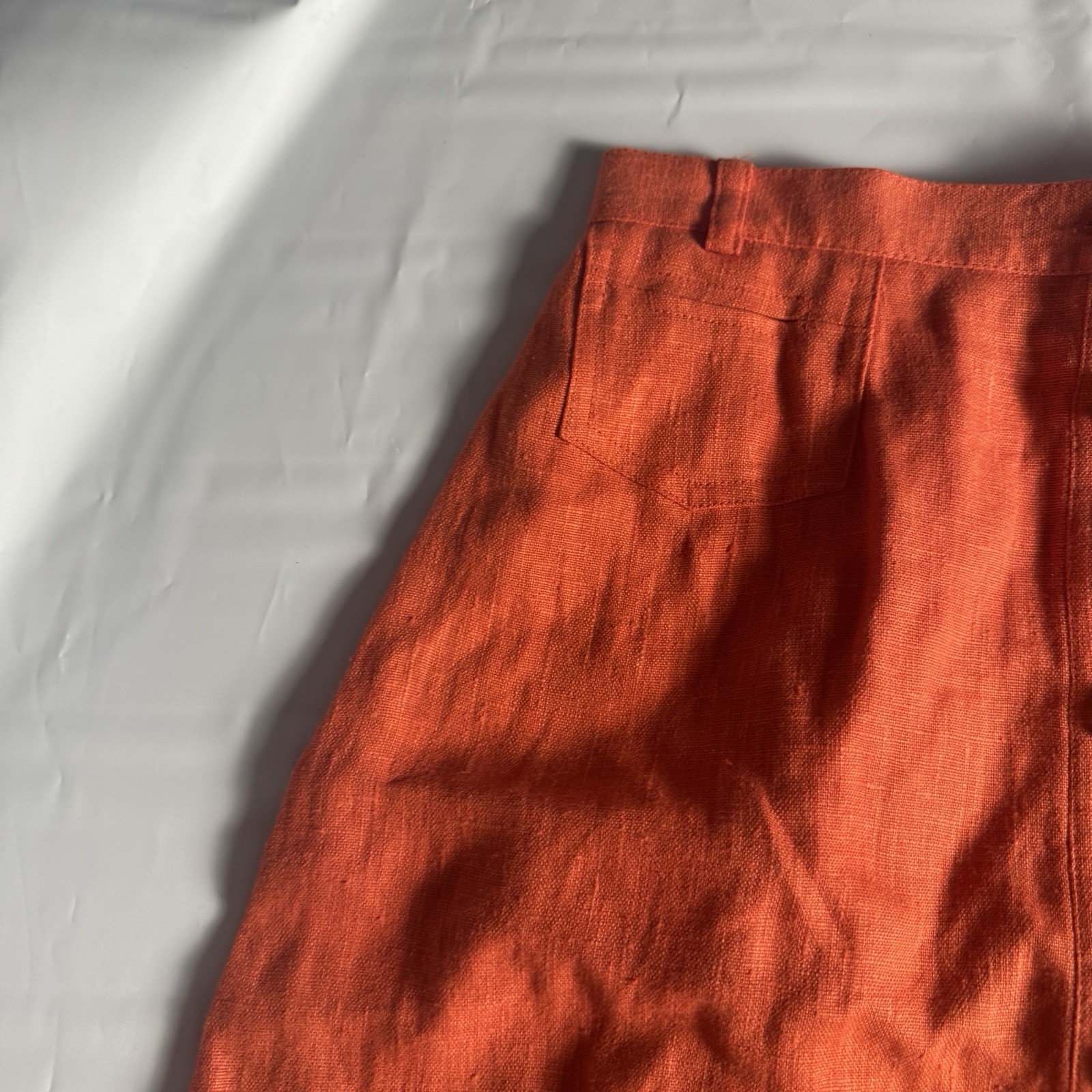NWT Vintage Harve Benard Linen Skirt 8 Orange Button Front A-Line Ukraine