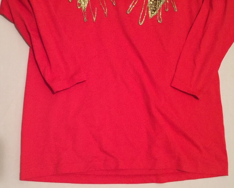Stardust Original Of California Red Sweater 80s Gold Sequin Ugly Christmas M/L