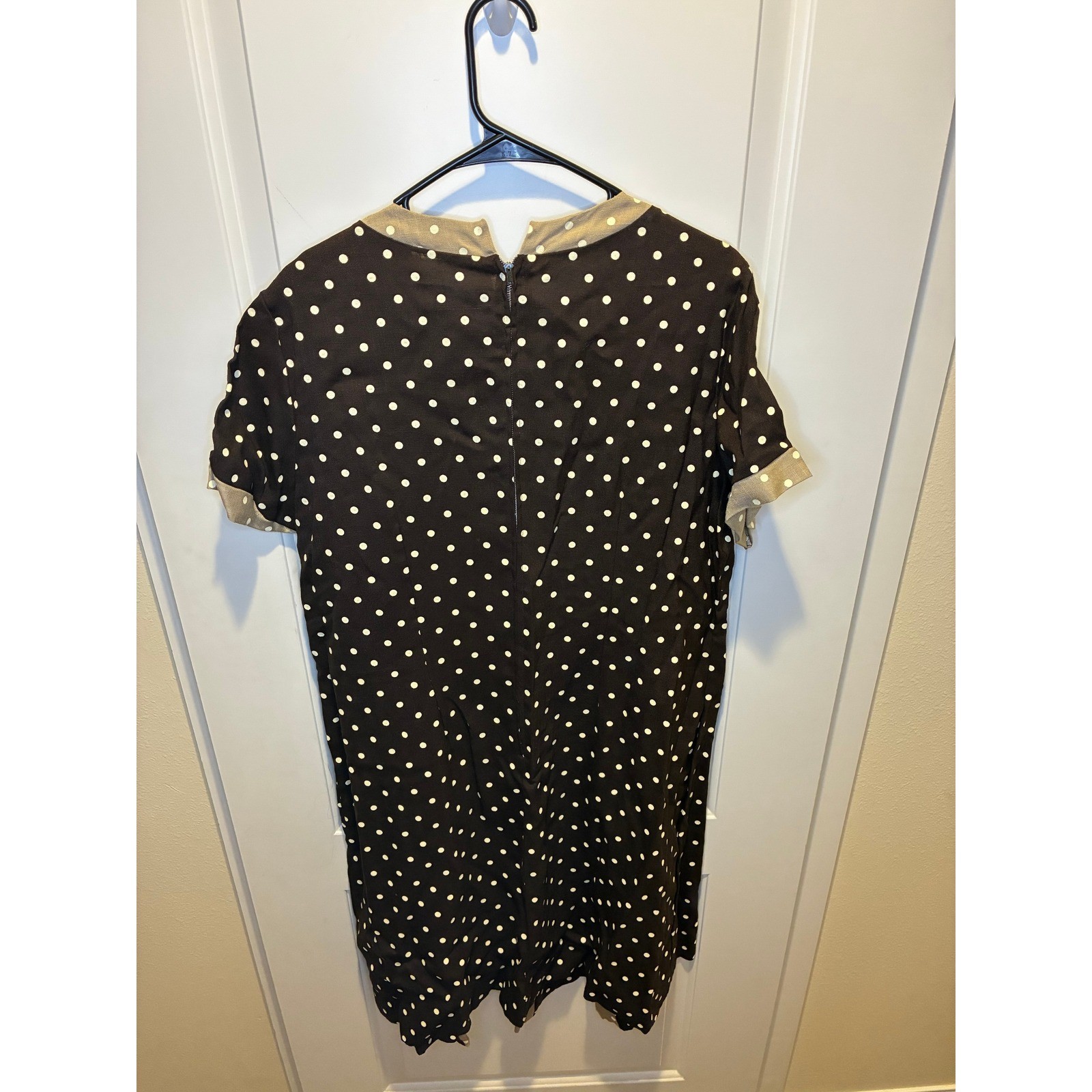 Vintage Brown Polka Dot with Pleats Montgomery Ward Dress Size M/L