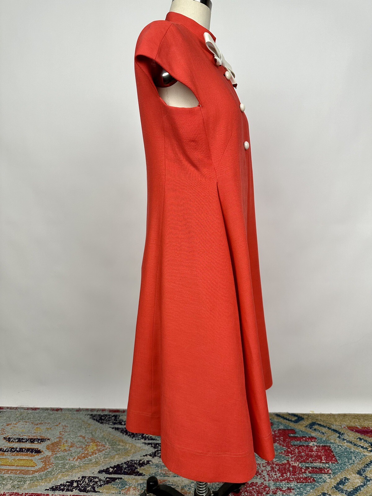 Vintage 1960s Geoffrey Beene orange Red Linen Dress Mod GoGo As Is 60s Designer