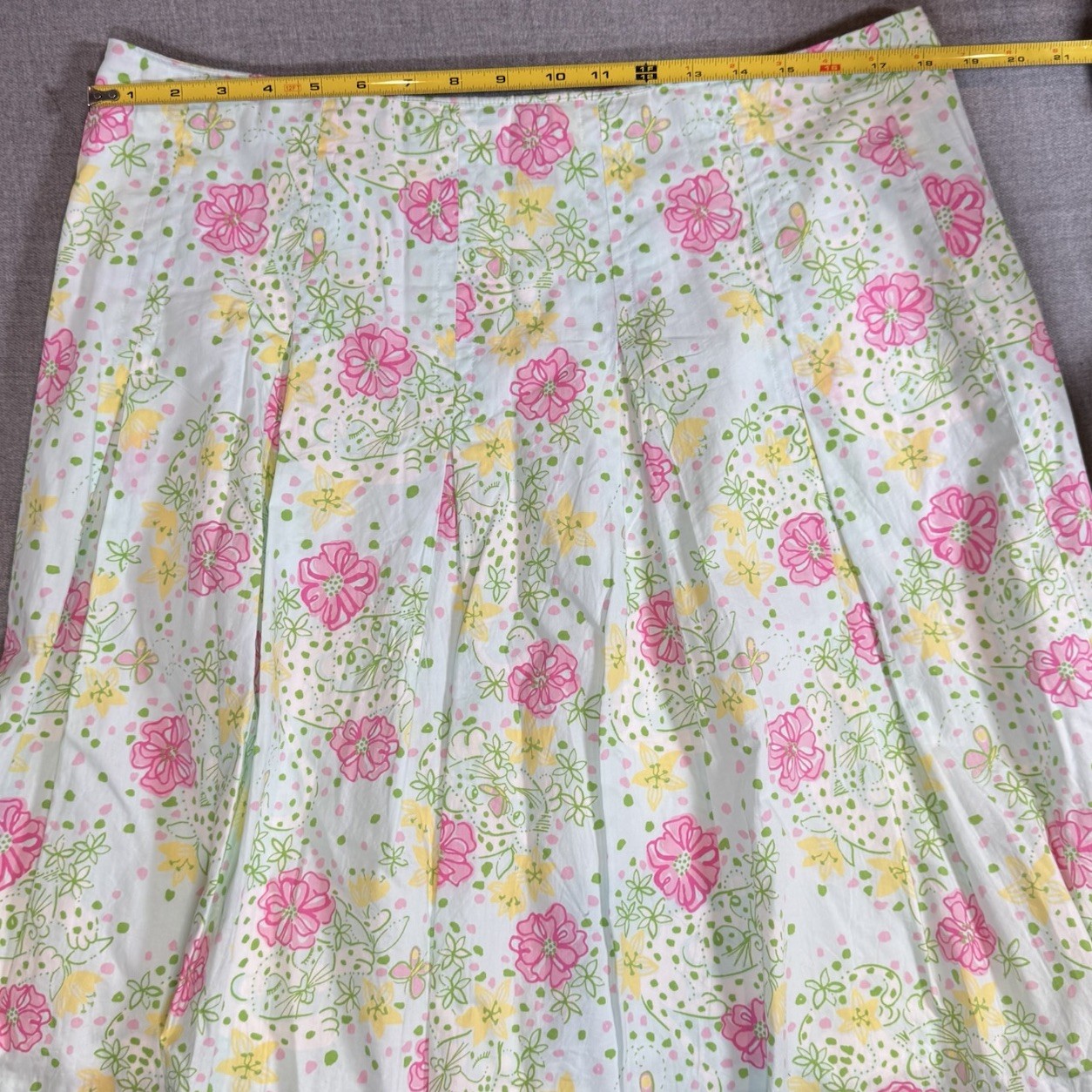 Vintage LILLY PULITZER White Label Pleated Meadow Skirt Sz 14 Summer Floral