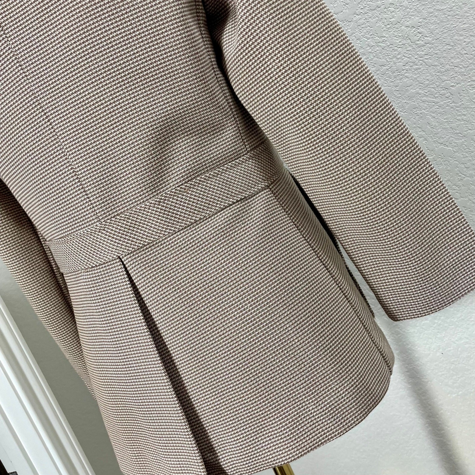 Charming Vintage 1970s Zio Brown Plaid Blazer Jacket Textured Knit Grandpa