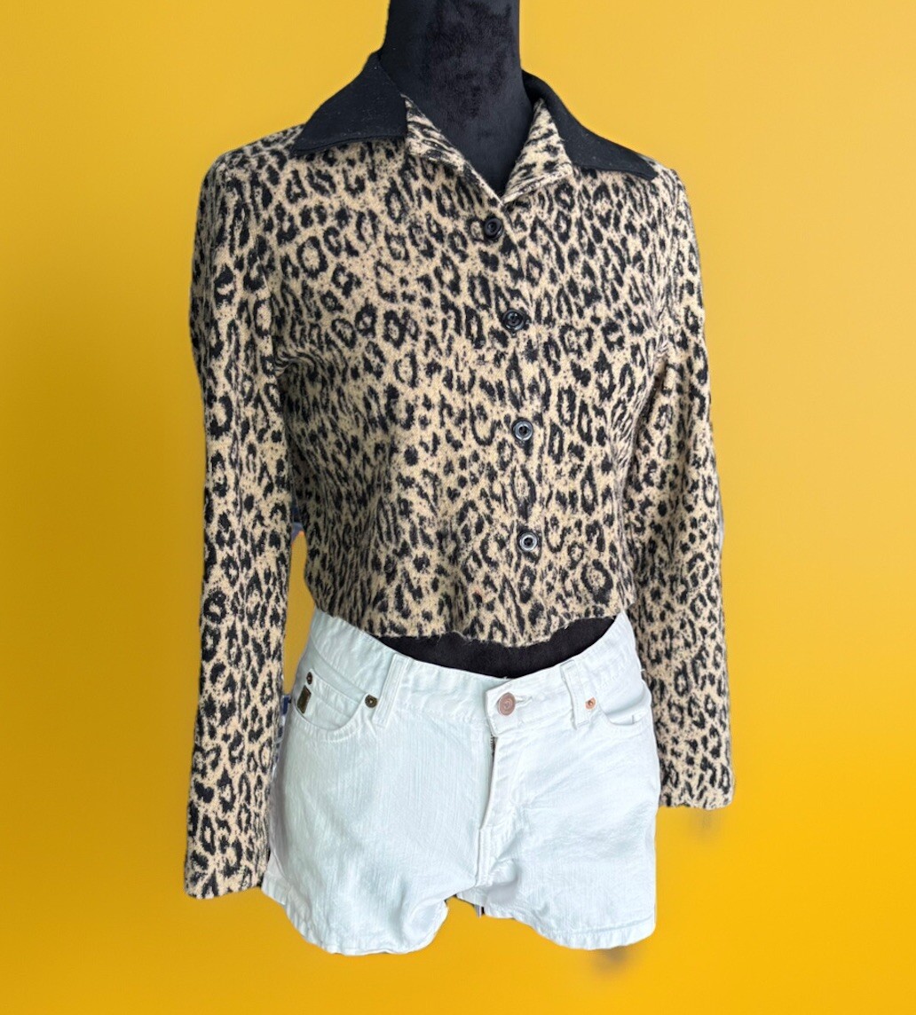 70s,80s LA Gal Cropped Leopard Print Top.made California.small.soft