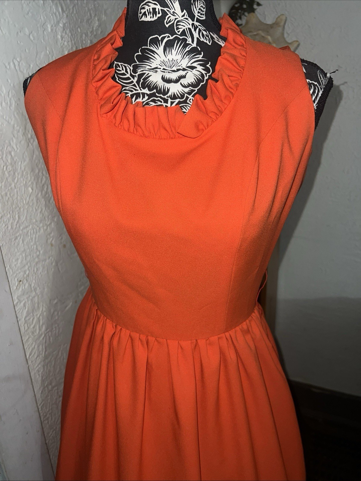Vtg Ruffled SIR JAMES Maxi Tiered Fit Flare USA Pink Sleeveless XS Tall