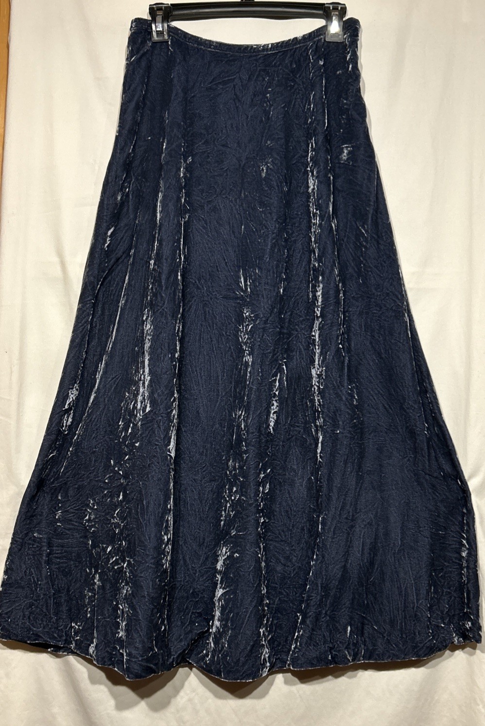 Maxi Skirt Blue Velvet Romantic A-Line Lined Sz 2 Crushed VTG Fei Anthropology