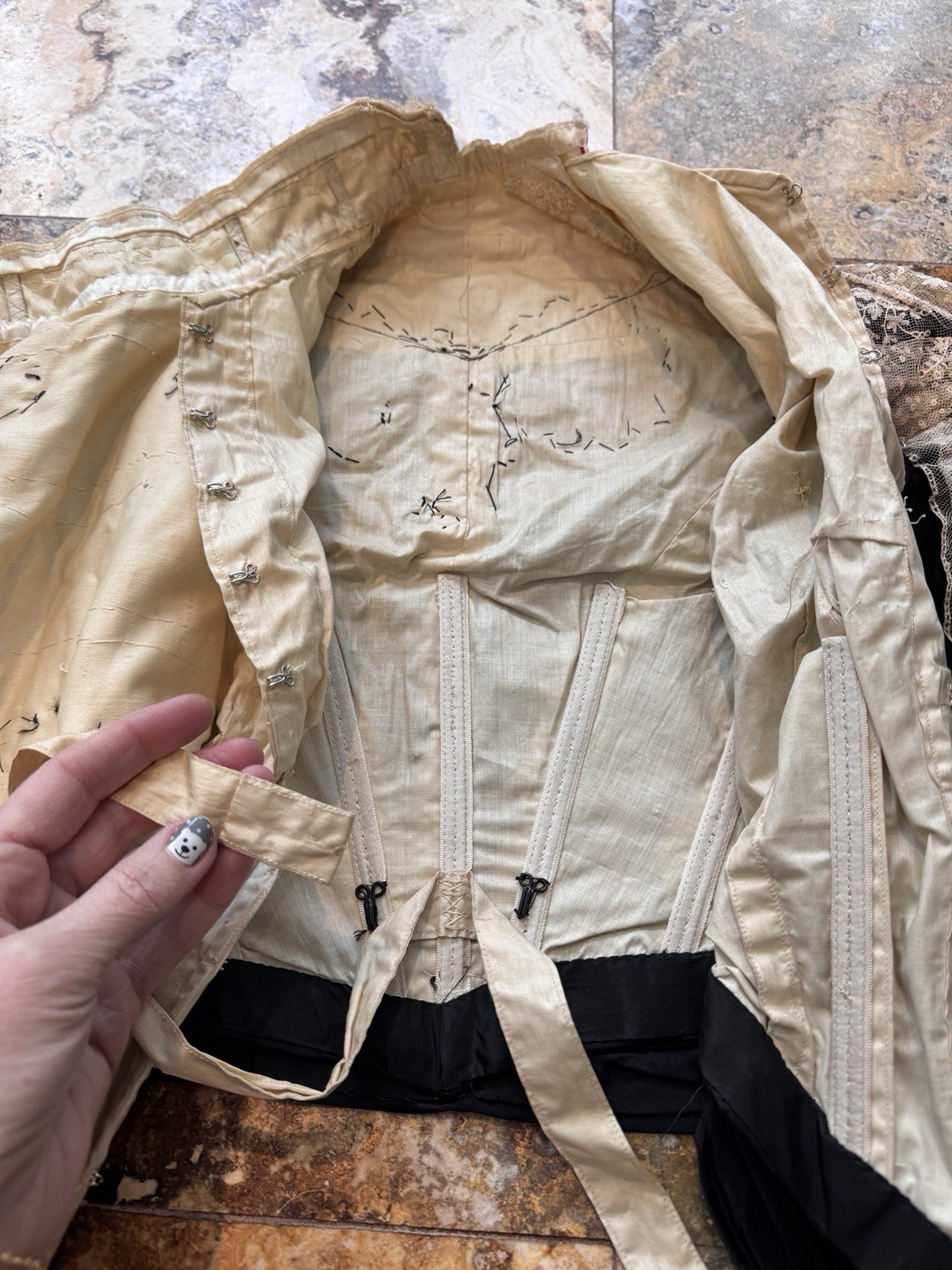 Antique Victorian Couture Bodice c1888–1893 Worth-Era Black Leg-of-Mutton Sleeve