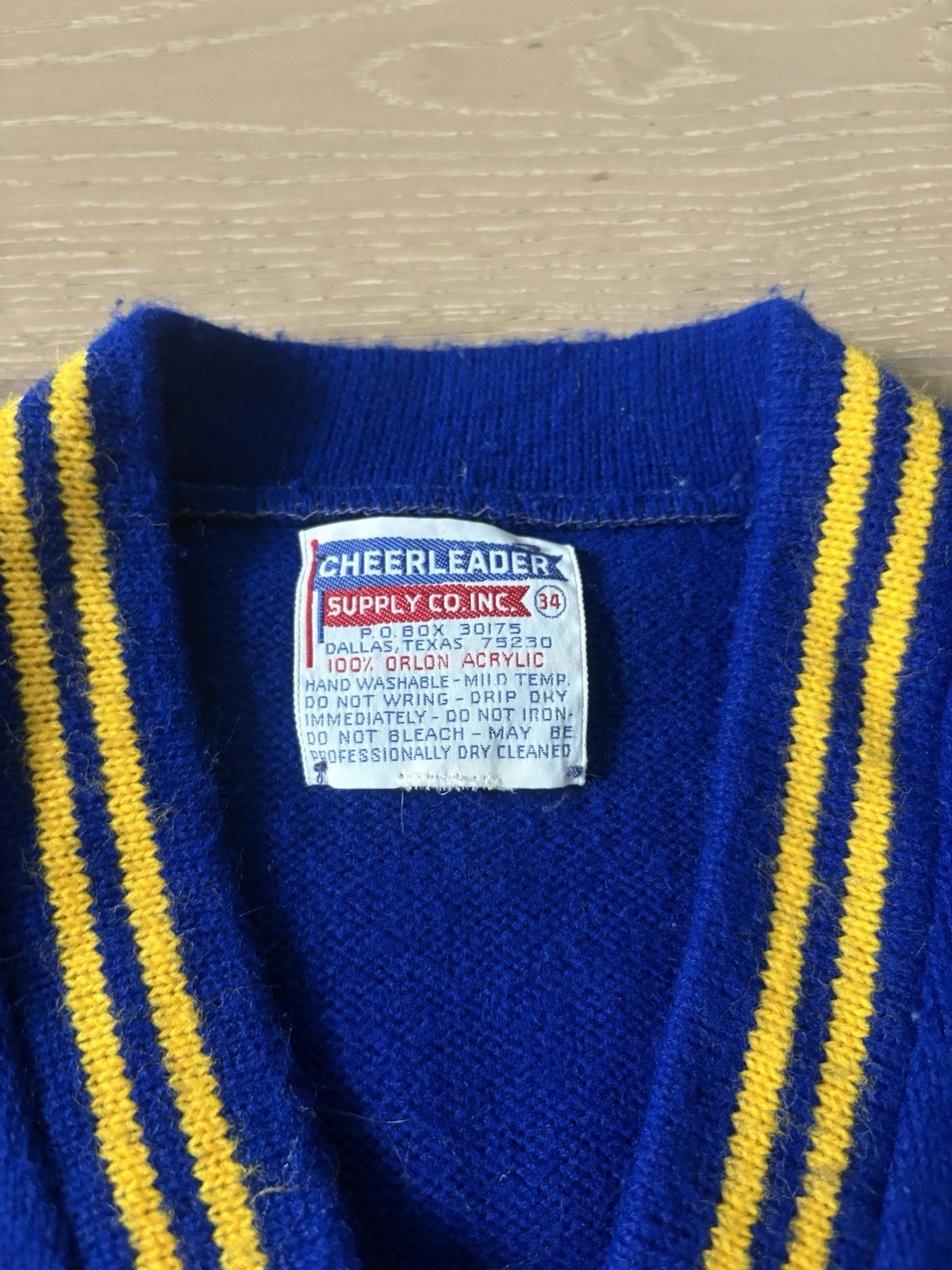 Vintage CHEERLEADER SUPPLY CO Uniform Short Sleeve Knit Womens 34 Blue Yellow