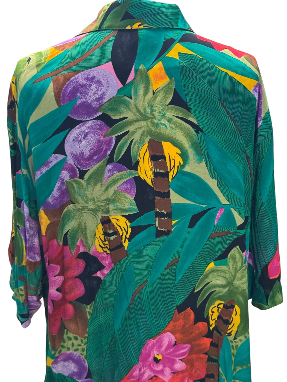 Vintage Gottex Colorful Tropical Floral Pattern Long Shirt New Old W/ Tags Large