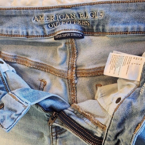 Y2K American Eagle Super Stretch Cut MICRO MINI Shorts Frayed 8 28 Western Vtg