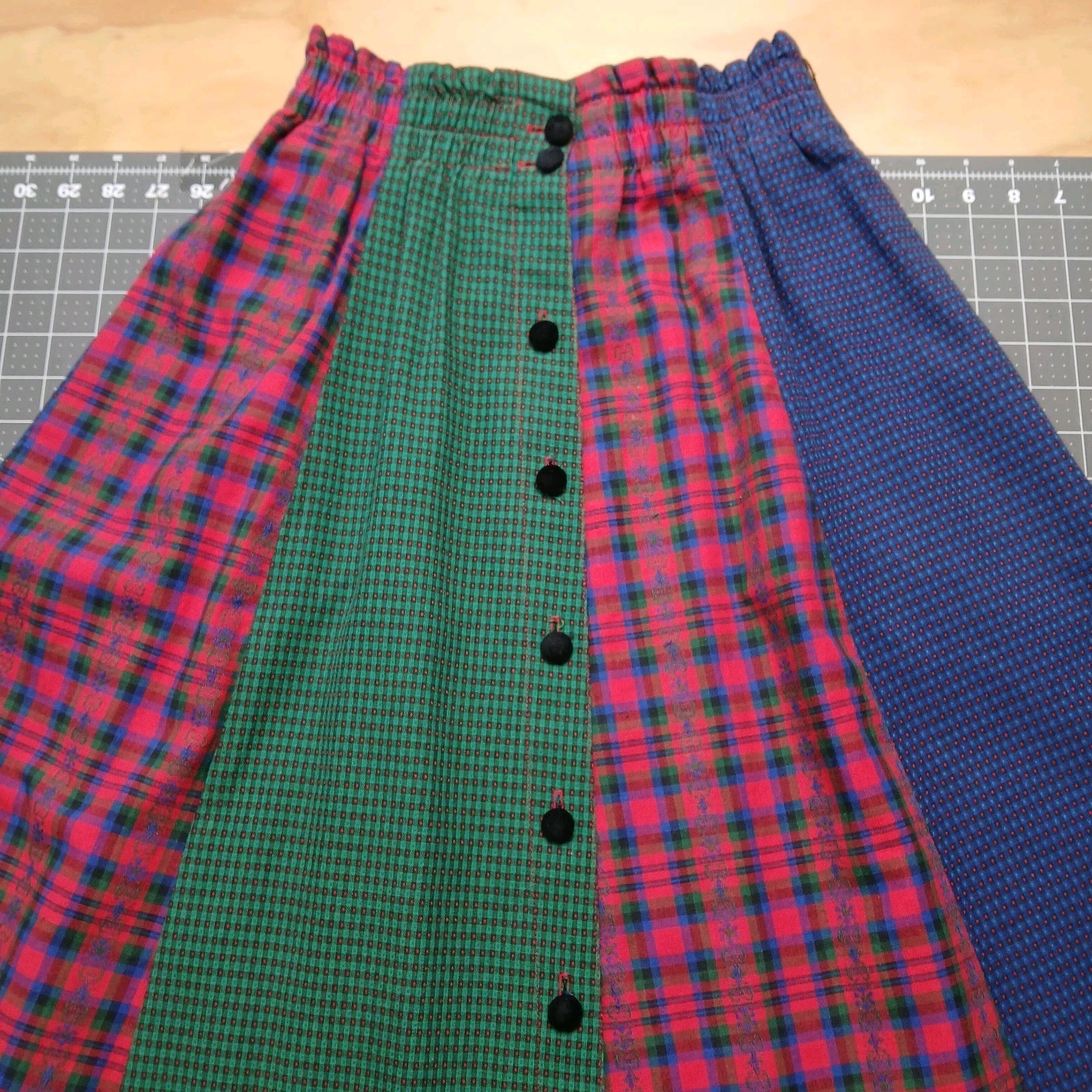 Vtg Susan Bristol Patchwork Prairie Cottagecore Plaid Midi Skirt Pockets 4