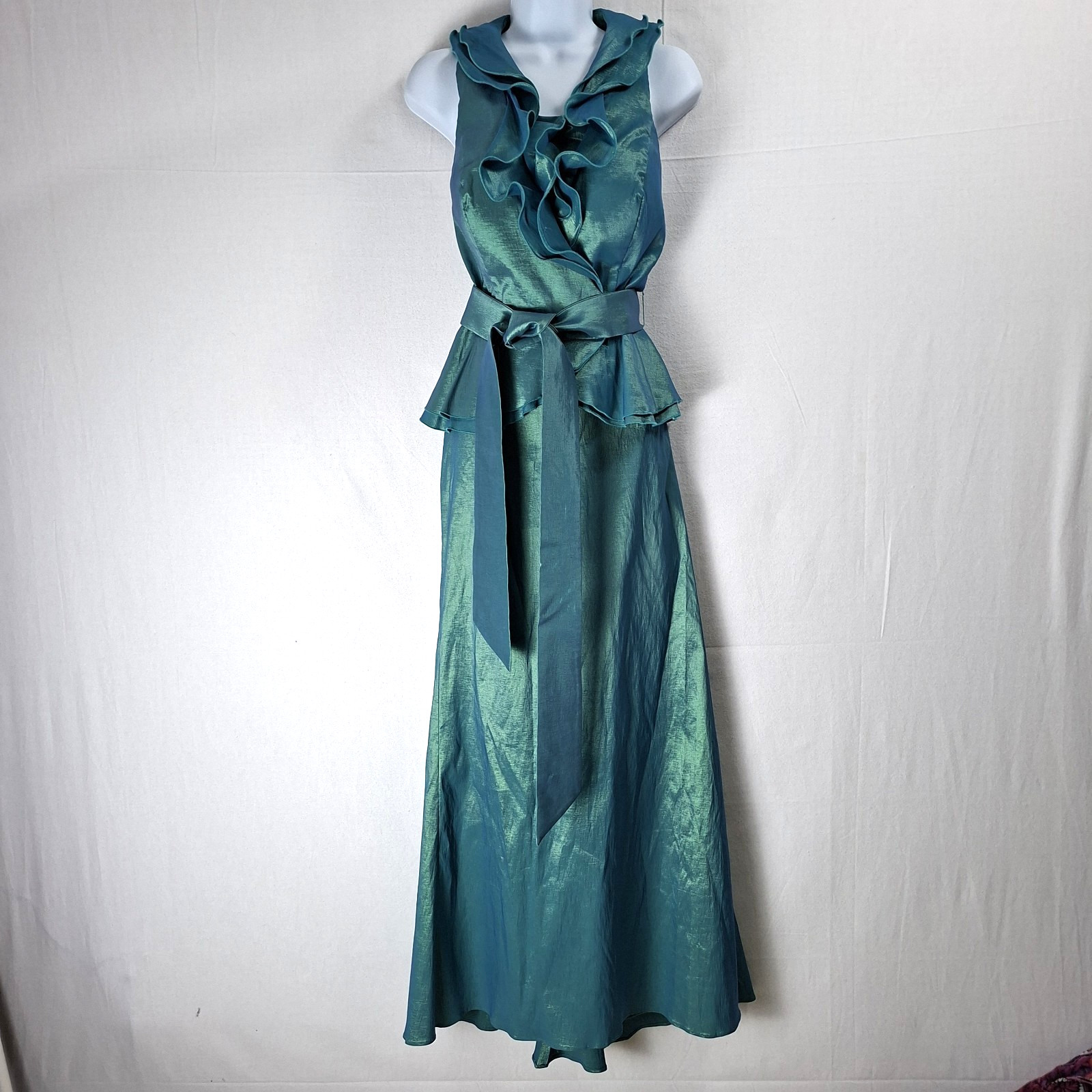Vtg CAMERON BLAKE BY MON CHERI Sz 8 2-PC Taffeta Skirt SUIT Iridescent Classy