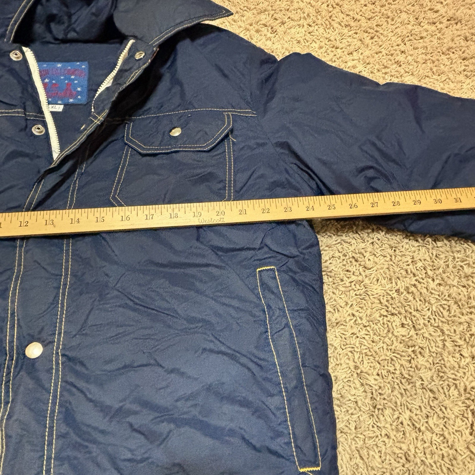 Down Filled Country USA vintage Zip Puffer Jacket blue Women’s XL
