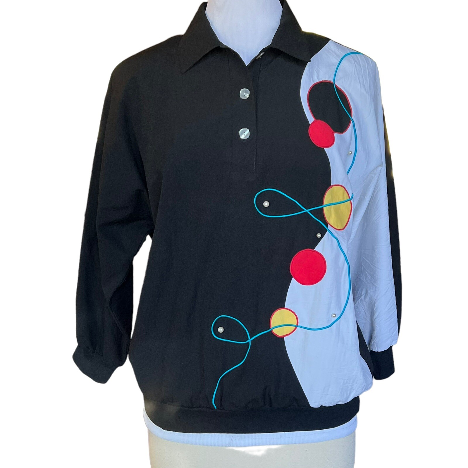 Vintage 1980s G.W. Graff Pullover Jacket Womens L USA Made Geometric Pullover