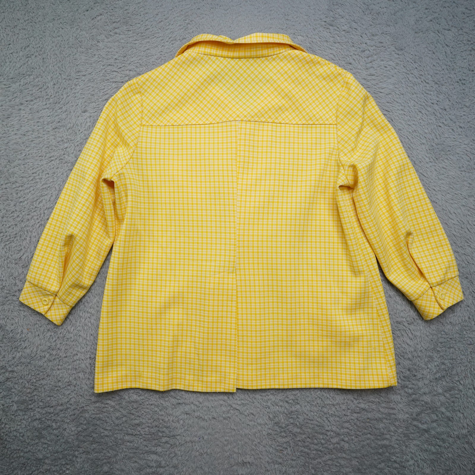 Vintage 60s Blouse Womens L Yellow Button Shirt Long Sleeve Marty Gutmacher