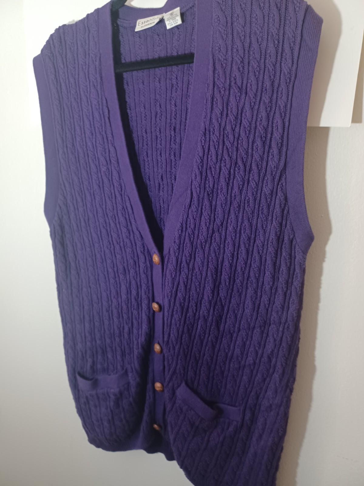 Essentials Elments Women’s 1980s Button-up Purple Sweater Vest Vintage XL