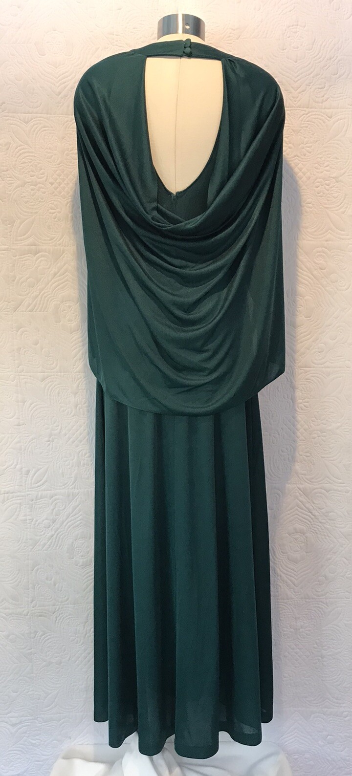 Vintage 70s Halter Maxi Dress With Capelet Green 9/10 Boho Disco Awesome!